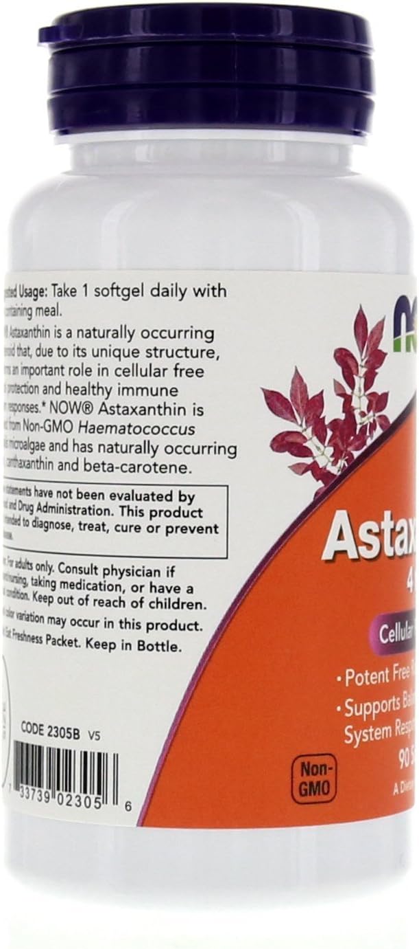 NOW Foods Astaxanthin 4mg 90 Softgels (Cellular Protection) (Pack of 2) - Image 7