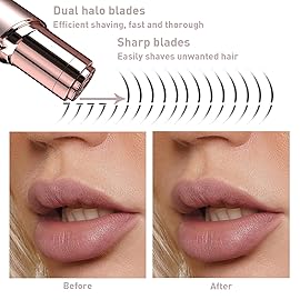 Facial Hair Remover for Women, Painless Hair Removal Device Portable Womens for Lip, Chin with USB Rechargeable, Rose Gold
