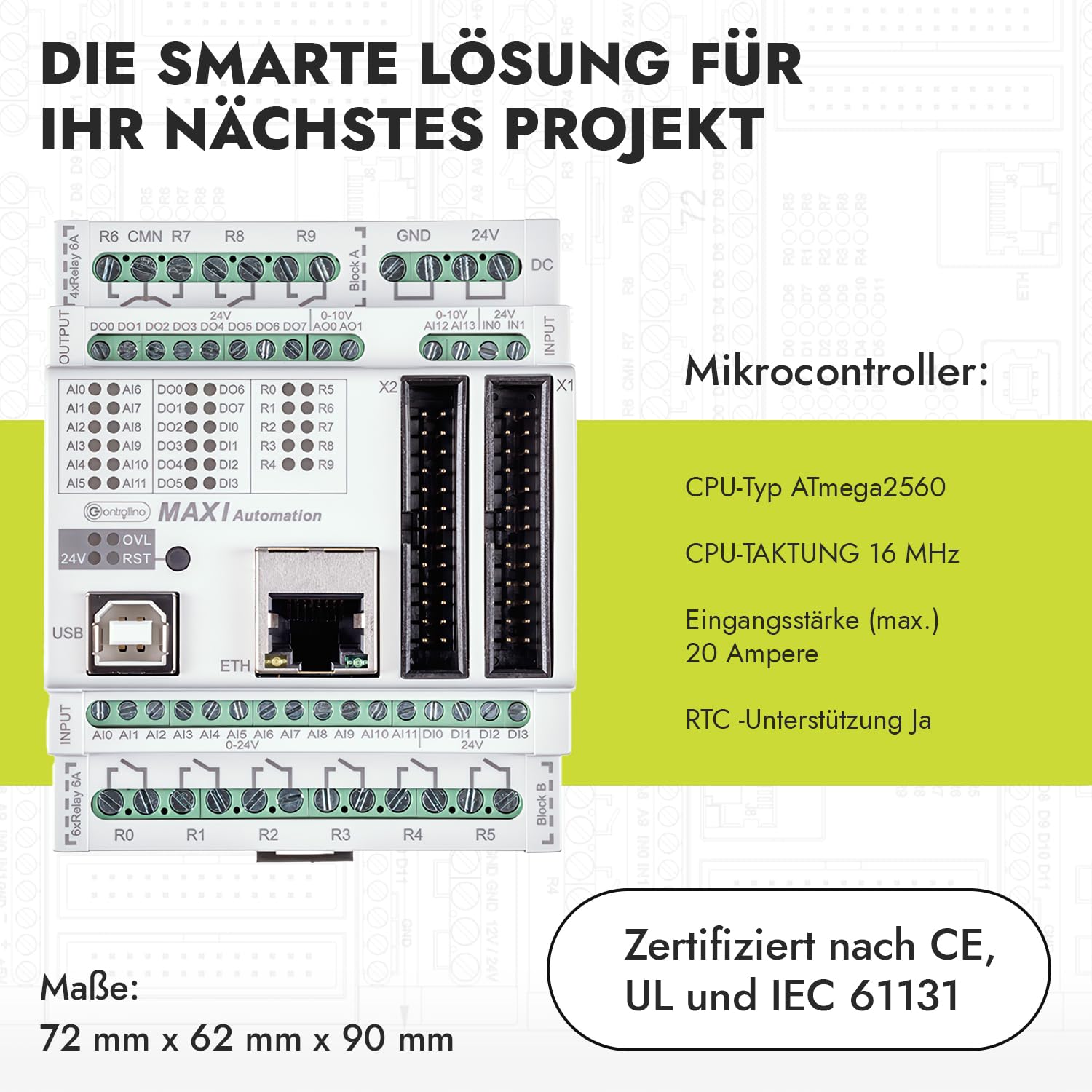 SPS Steuermodul Controllino MAXI Automation Pure 100-101-10 – SPS-Steuermodul 24 V/DC – Robuste Qualität Für Industrielle Steuerungen