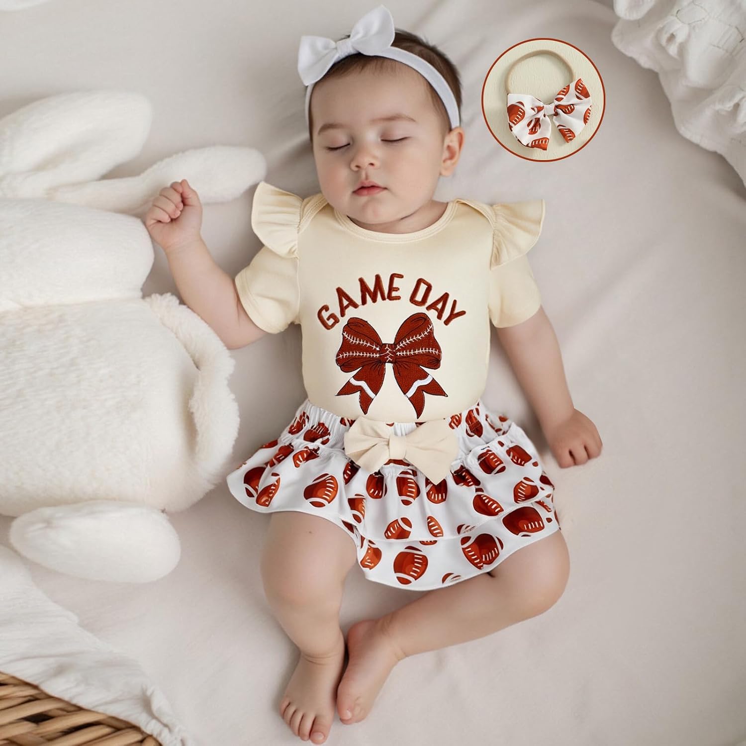 Newborn Baby Girl Football Outfit Rugby Long Sleeve Romper Bodysuit Bloomers Shorts Set Cute Fall Winter Clothes