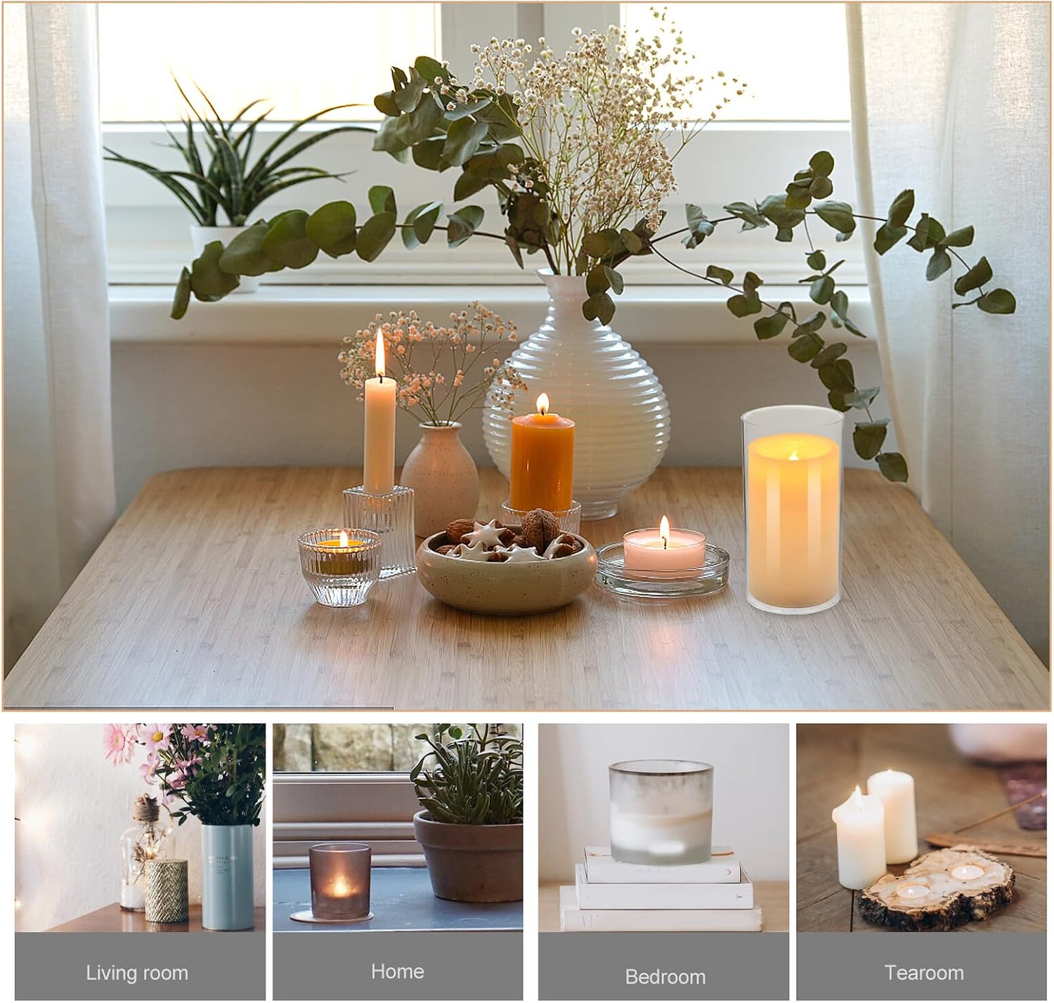 STAHAD 2pcs Transparent Glass Candle Covers Decorative Household Candle Holders Windproof Cloche Dome Party Wedding Atmosphere