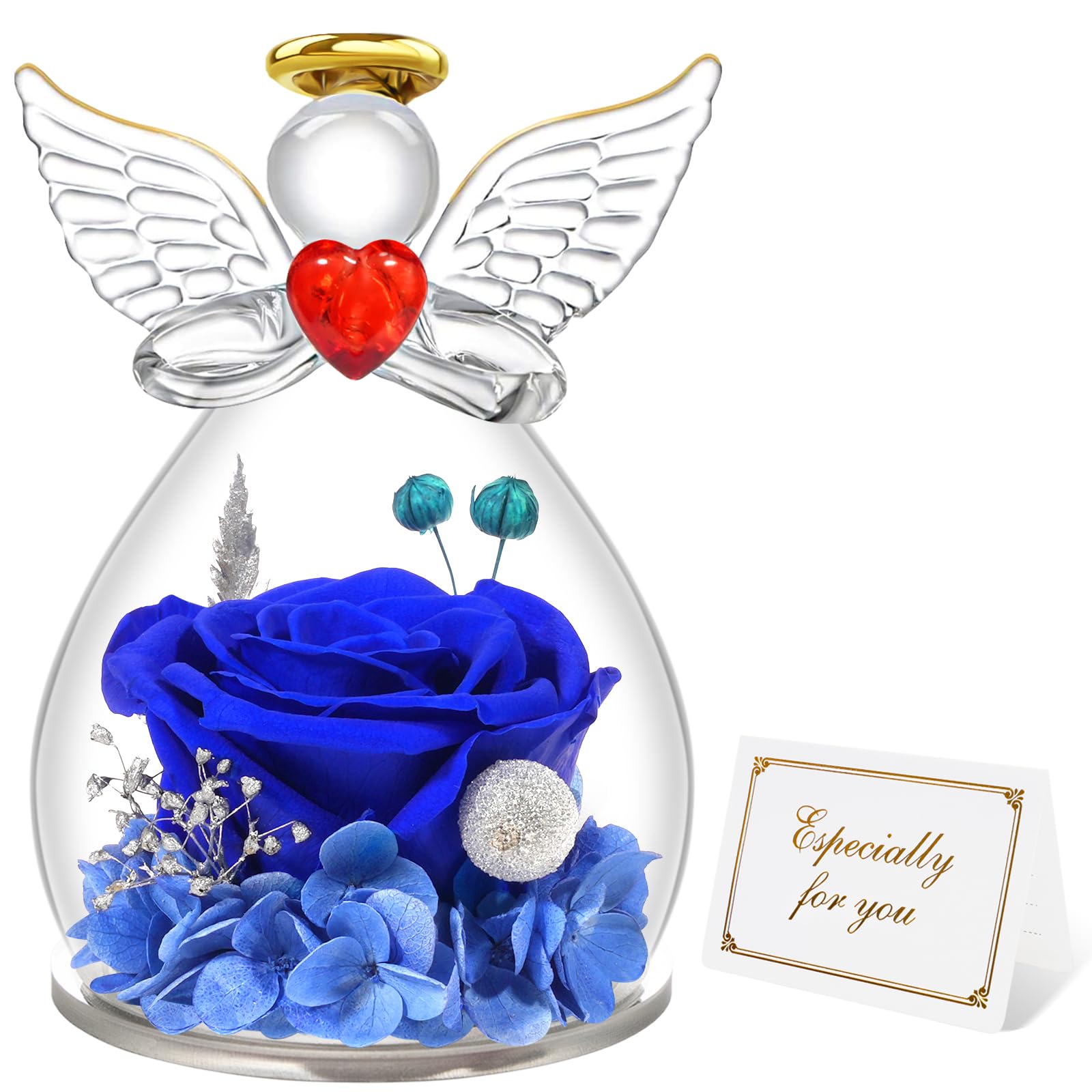 Miofula Ewige Rose Geschenke für Frauen,Infinity Rosen Schutzengel Geburtstagsgeschenk für Frauen,Blumen Engel Figur Geschenke für Mama Mutter Oma Freundin Geschenk Weihnachten Jahrestag Hochzeitstag
