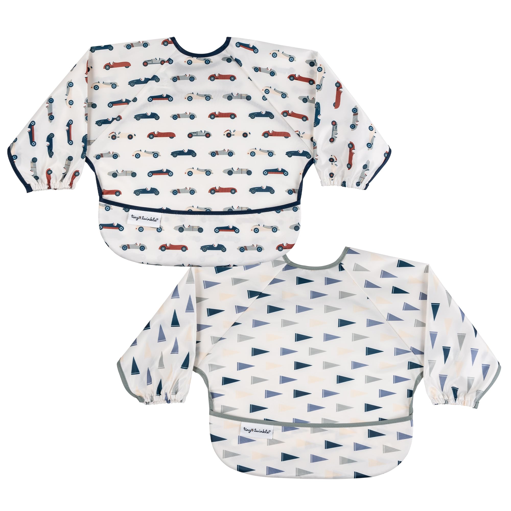 Tiny Twinkle Long Sleeve Bib for Babies & Toddlers | 2-Pack Waterproof Smock Bib for Eating | Machine Washable & Mess-Proof Feeding Essentials |