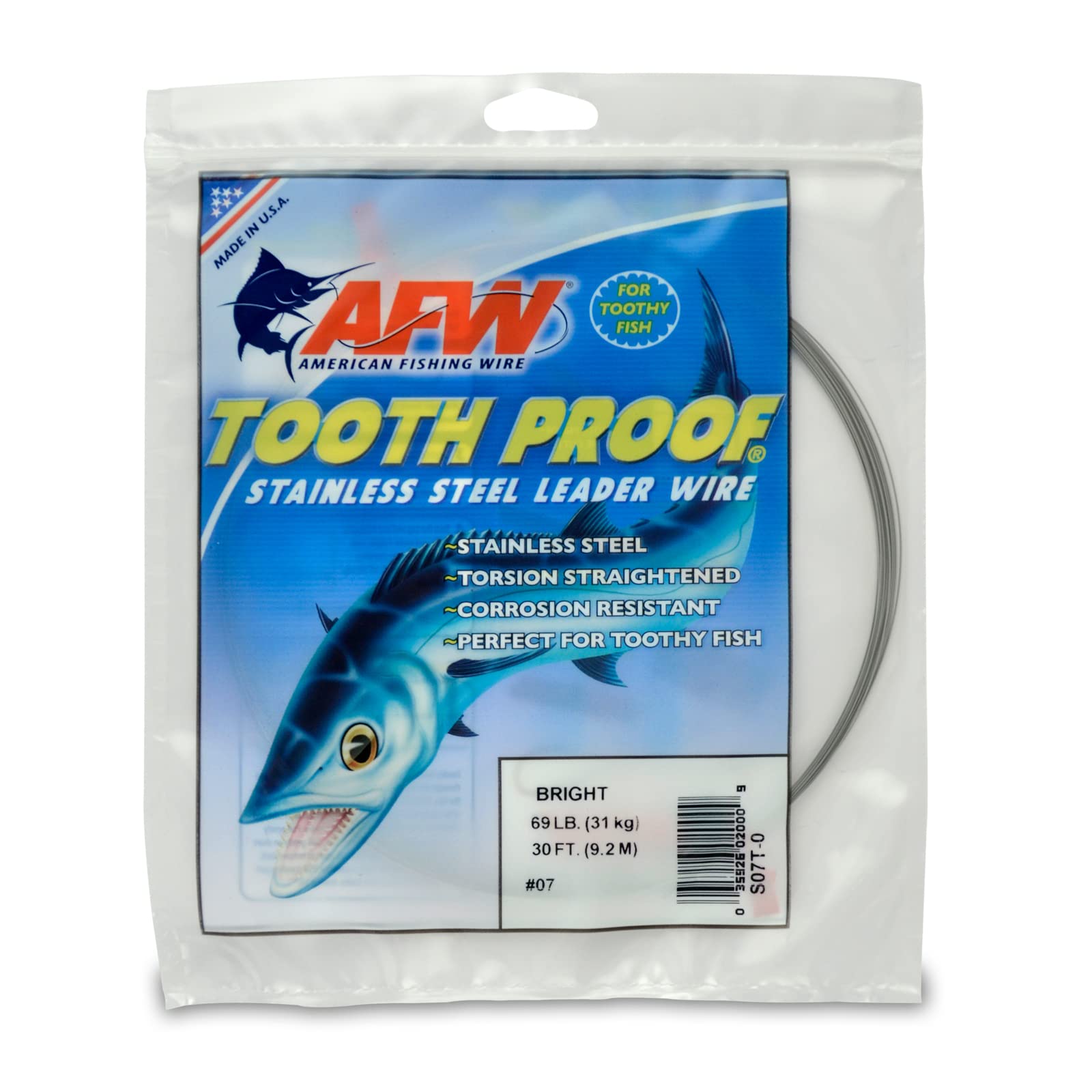 American Fishing Wire Tooth Proof Stainless Steel Single Strand Leader Wire