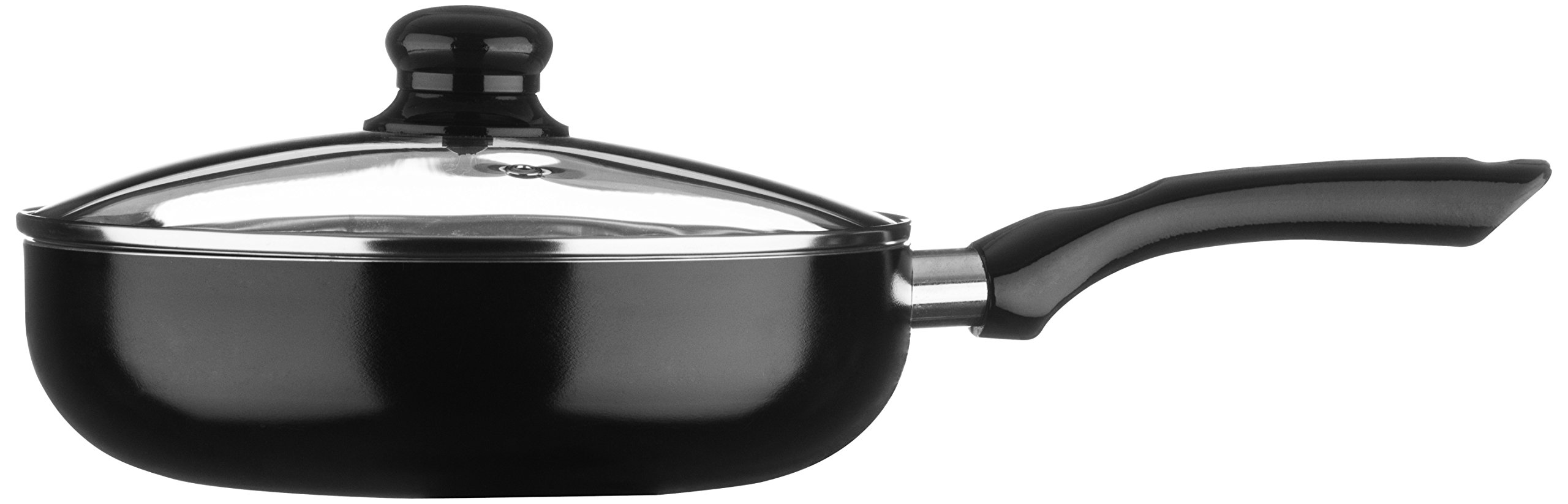 Premier Black Housewares Ecocook Frying Pan With Glass Lid, Ceramic, Non Stick, - 24Cm