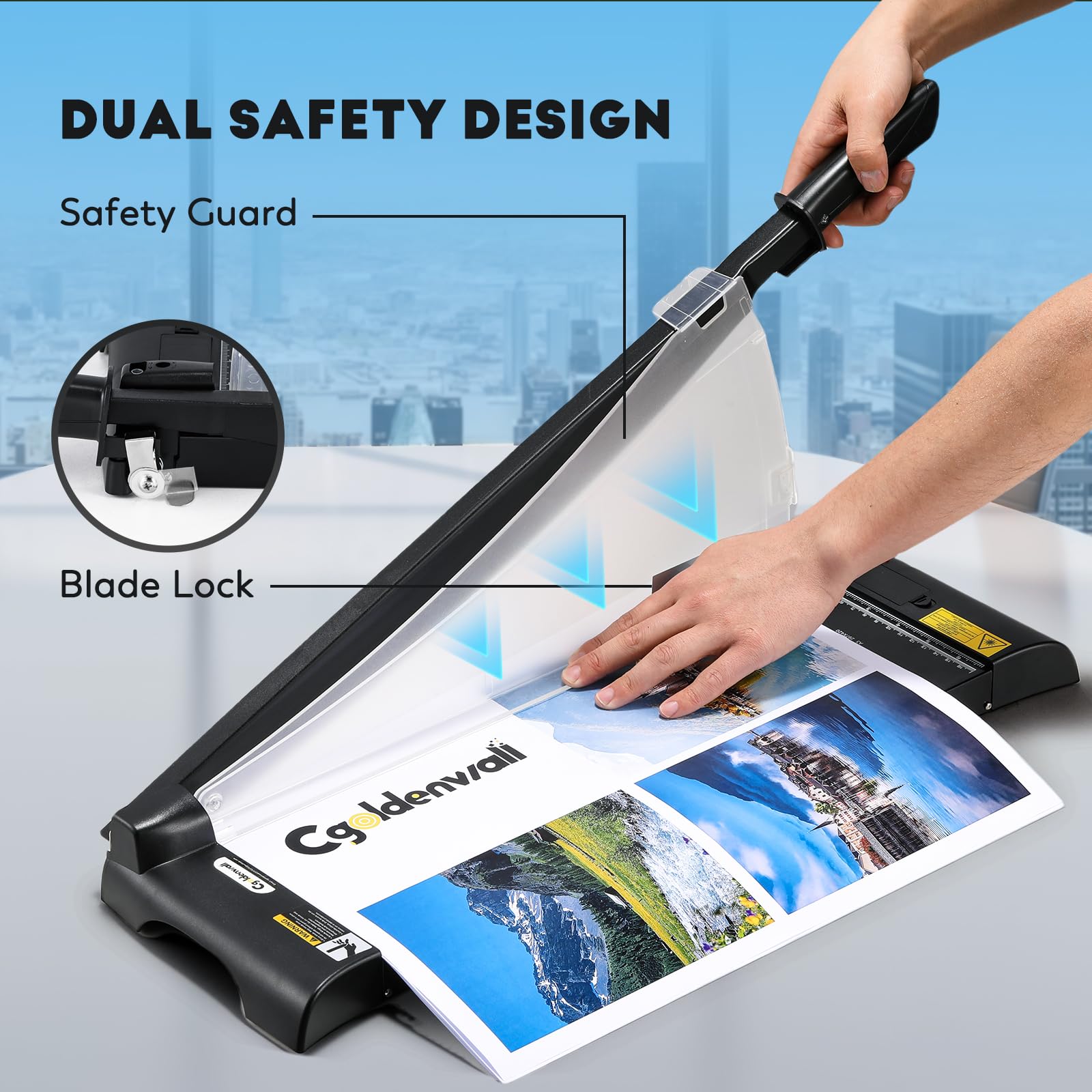 CGOLDENWALL Tagliacarte Industriale A3 con Laser di Precisione, Capacità 10 Fogli A3-A6 Taglio Pesante per Carta/Foto/Cartoncino con Protezione Sicurezza (A3)
