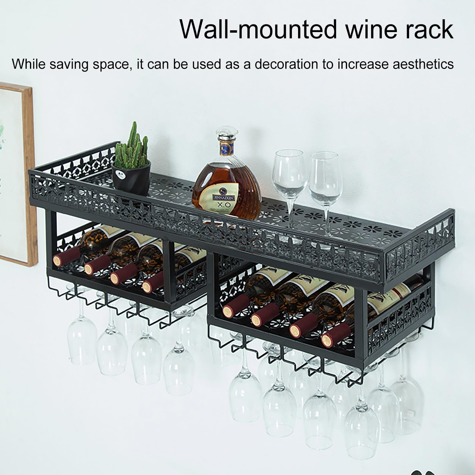 Amazon｜工業用壁掛けワインラック、ワイングラスホルダー付き ワイン