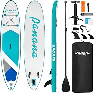 Panana Aufblasbares Stand Up Paddle Board mit Premium SUP Board Zubehör, Surfbrett Surfing Board Kit, Verstellbares Paddel, Hand Ultra-Leicht, Rutschfestes Deck