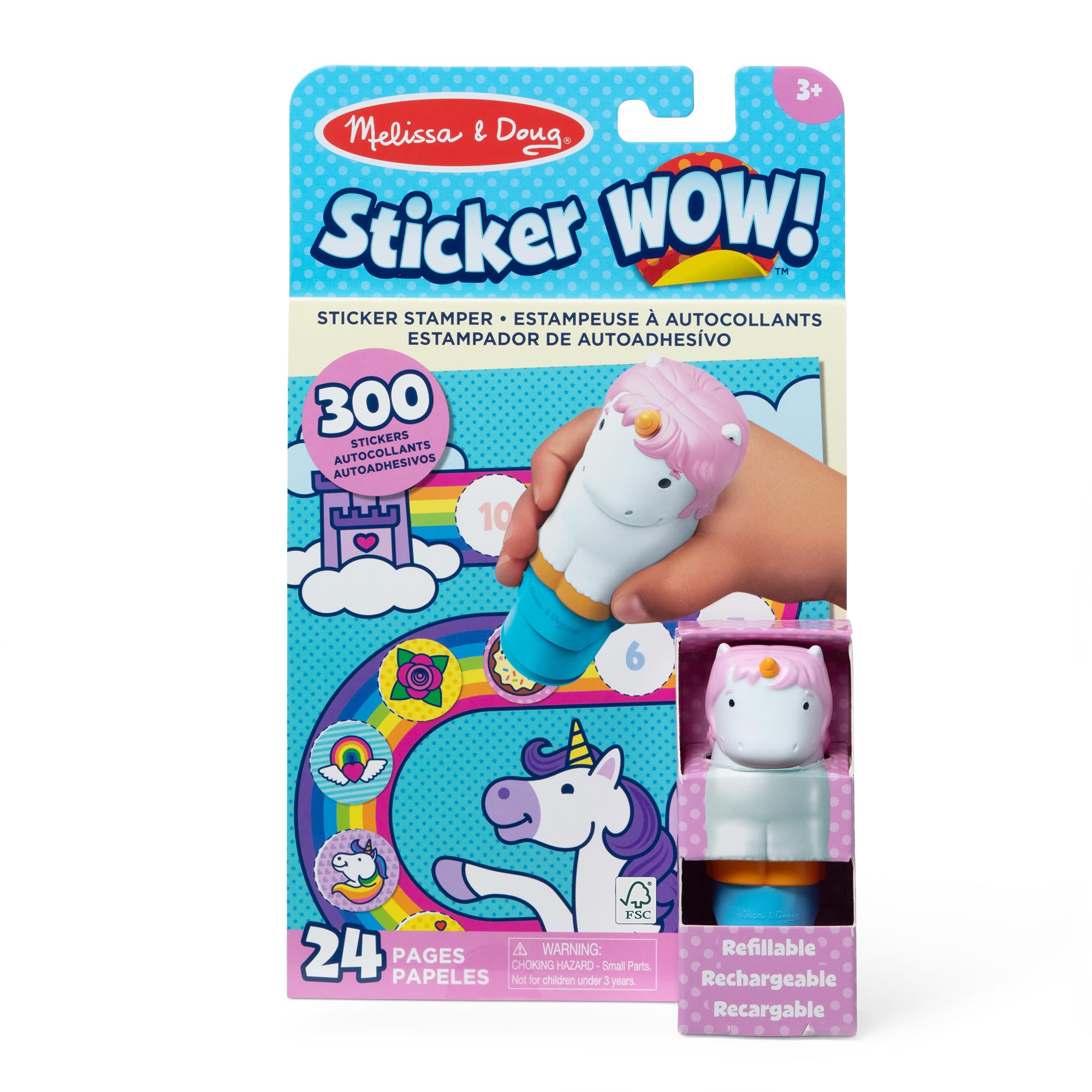 Lot Melissa & Doug Sticker WOW! - 4 Mini Blocs + 800 Autocollants (dinosaures, Animaux, Objets, Surprise) - Activité Créative Pour Enfants 3-7 Ans