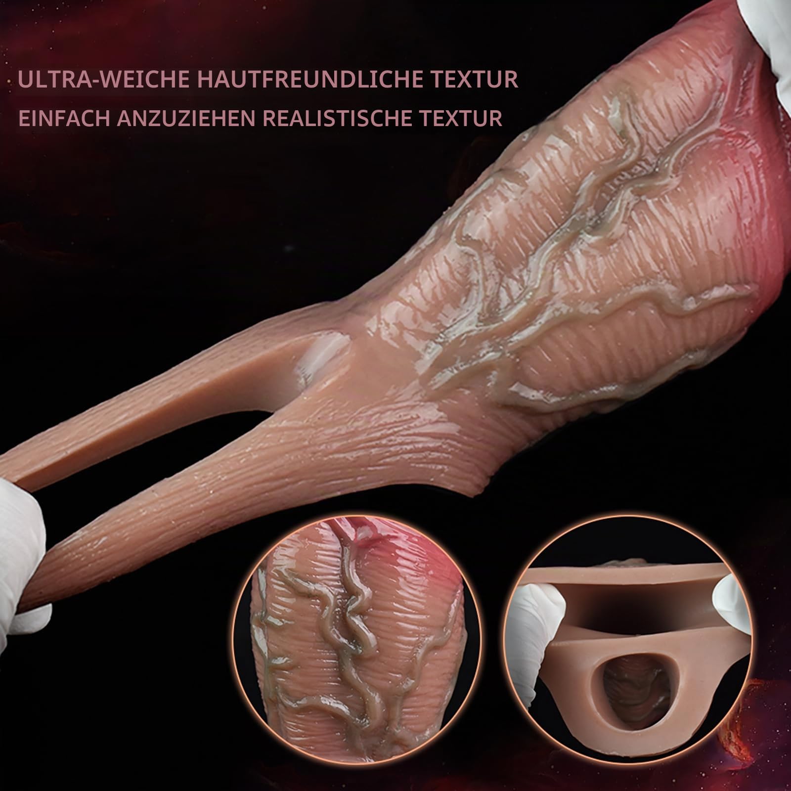 FlüSsigsilikon Realistische Penismanschetten Cock Sleeve Penissleeve für Penisvergrößerung und Zeit Verlängern Penishülle Pennis Extender Sex Toys Sexspielzeug Männer Frauen Extrem(A)