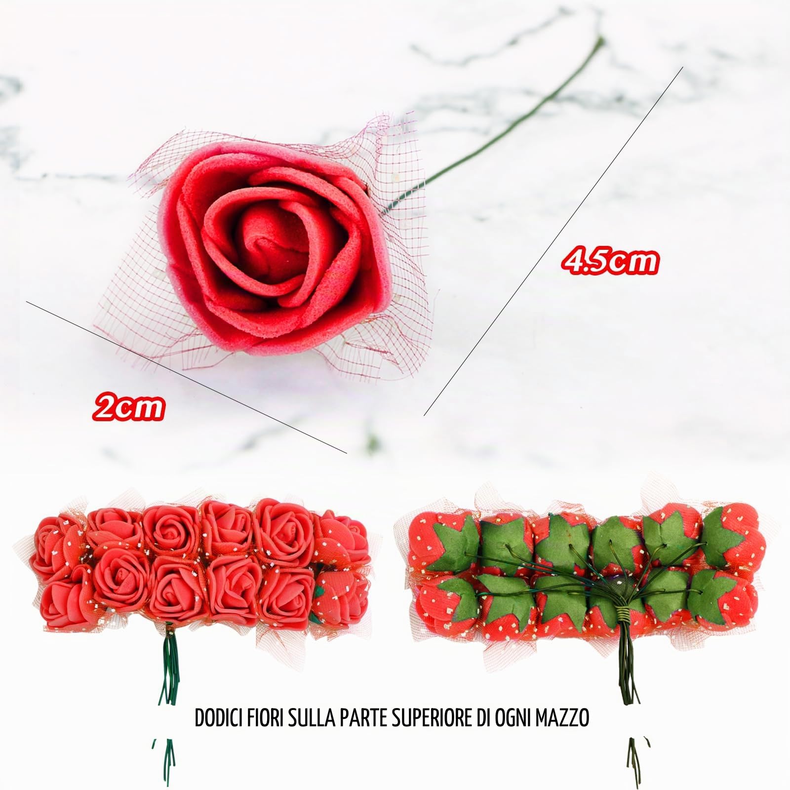 BETESSIN 144pz Rose Finte Rosse (Dia. 20mm) Teste di Fiori Rose Finte Artificiali Teste di Rose Rosse Finte in Schiuma per Decorazione Sposa Matrimonio Festa Nuziale Valentine’s Day Casa Fai da Te