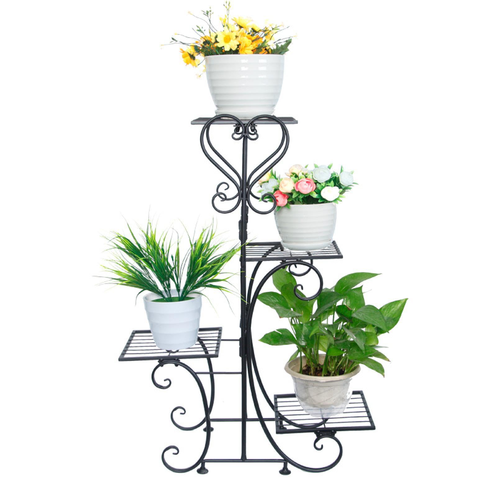 Soportes para plantas, soportes para flores de pie en el suelo de interior, soportes para jardineras de hierro forjado para patios ajardinados, salas de estar, balcones de esquina y dormitorios