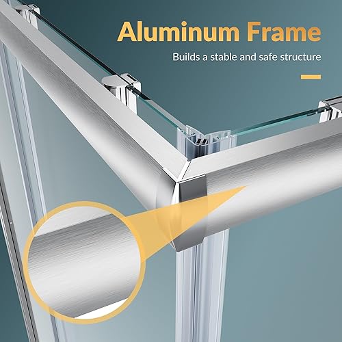 Miniatura 8 de ELEGANT Cabina de ducha esquinera para baño de 36 pulgadas de profundidad x 36 pulgadas de ancho x 72 pulgadas de alto, puerta de ducha corredera
