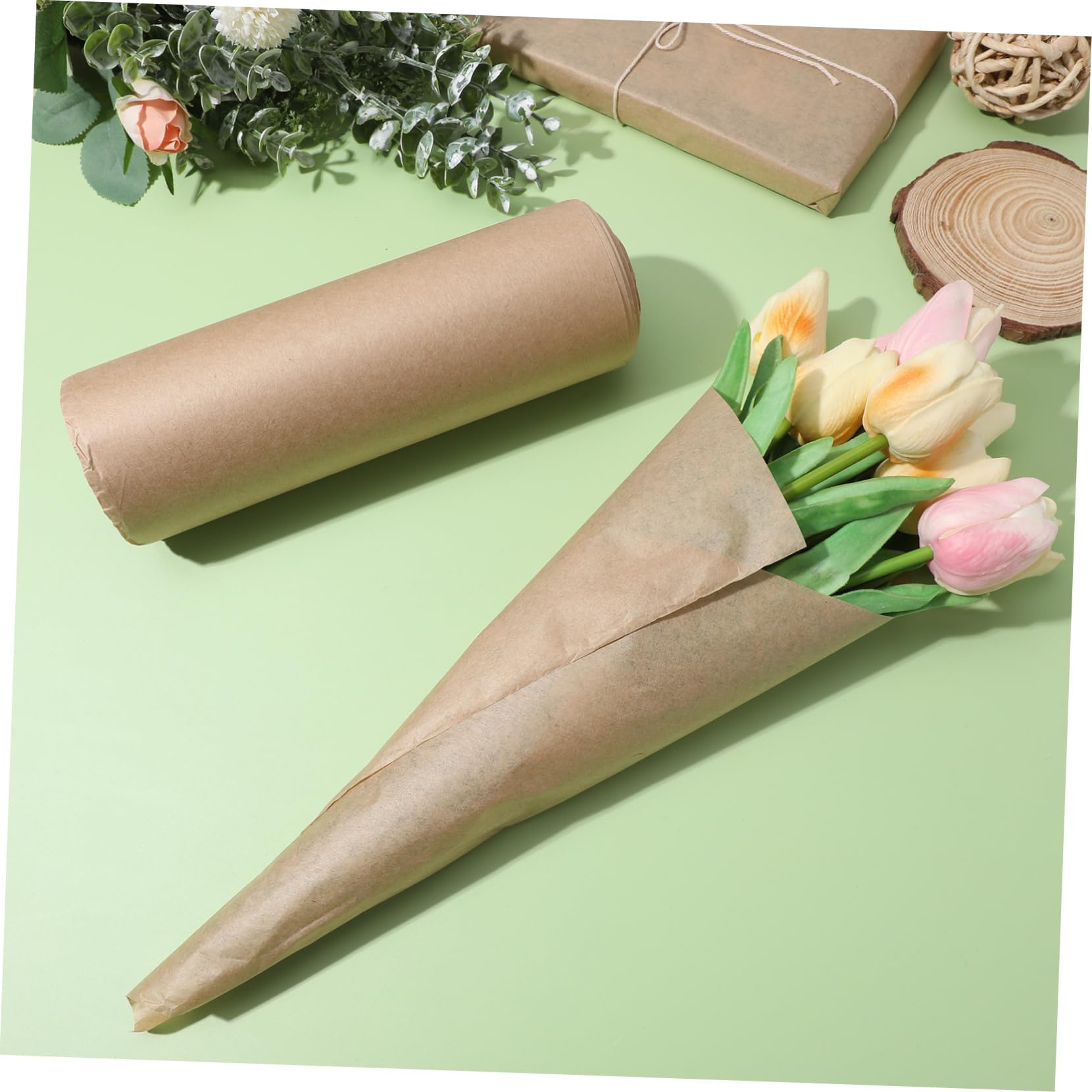 minkissy Braunes Kraftpapierrolle Geschenkpapier Packpapier Blumenstraußpapier Bastelpapier Naturpapier Blumenverpackungspapier Reißfestes Verpackungsmaterial