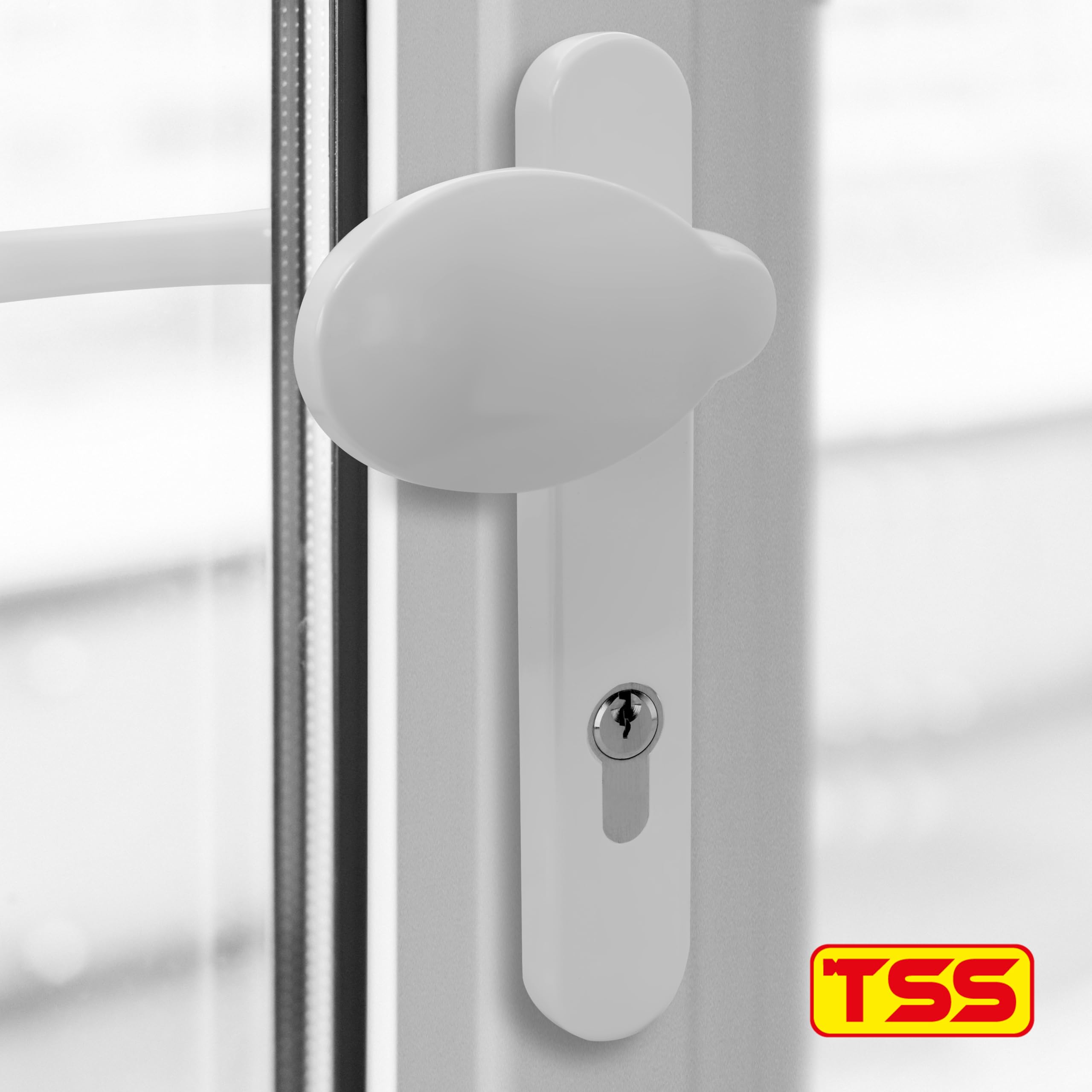 TSS White UPVC Door Handle Pair Set, Sprung, 92mm PZ (Centres), Lever Moveable Pad, 122mm Screw to Screw (Screw centres) - Image 2