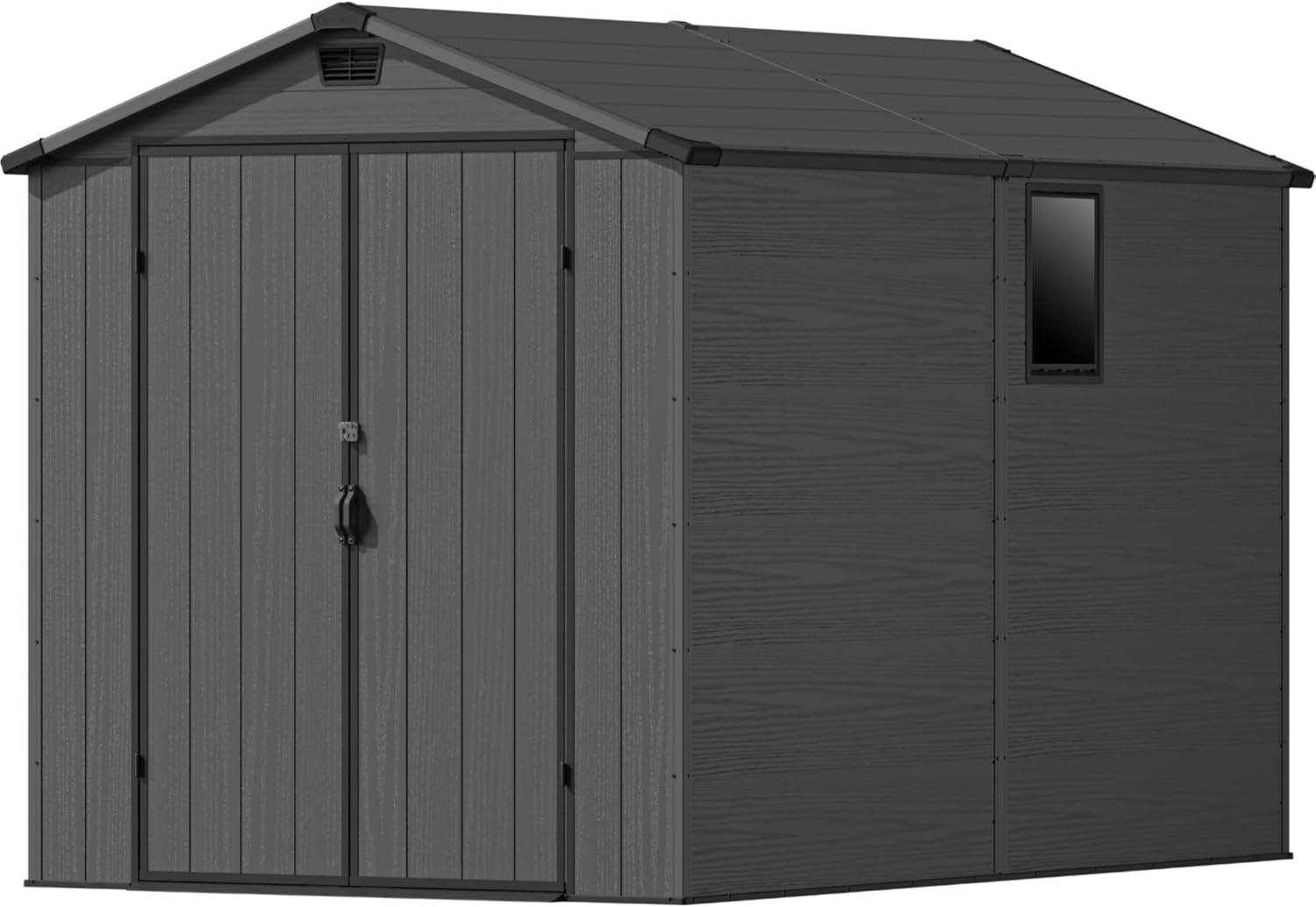 Devoko 6x8 FT Resin Storage Shed with Floor, Outdoor Plastic Garden Shed with Window, Waterproof Tool Storage Shed with Lockable Door for Backyard, Patio, Lawn, Light Gray