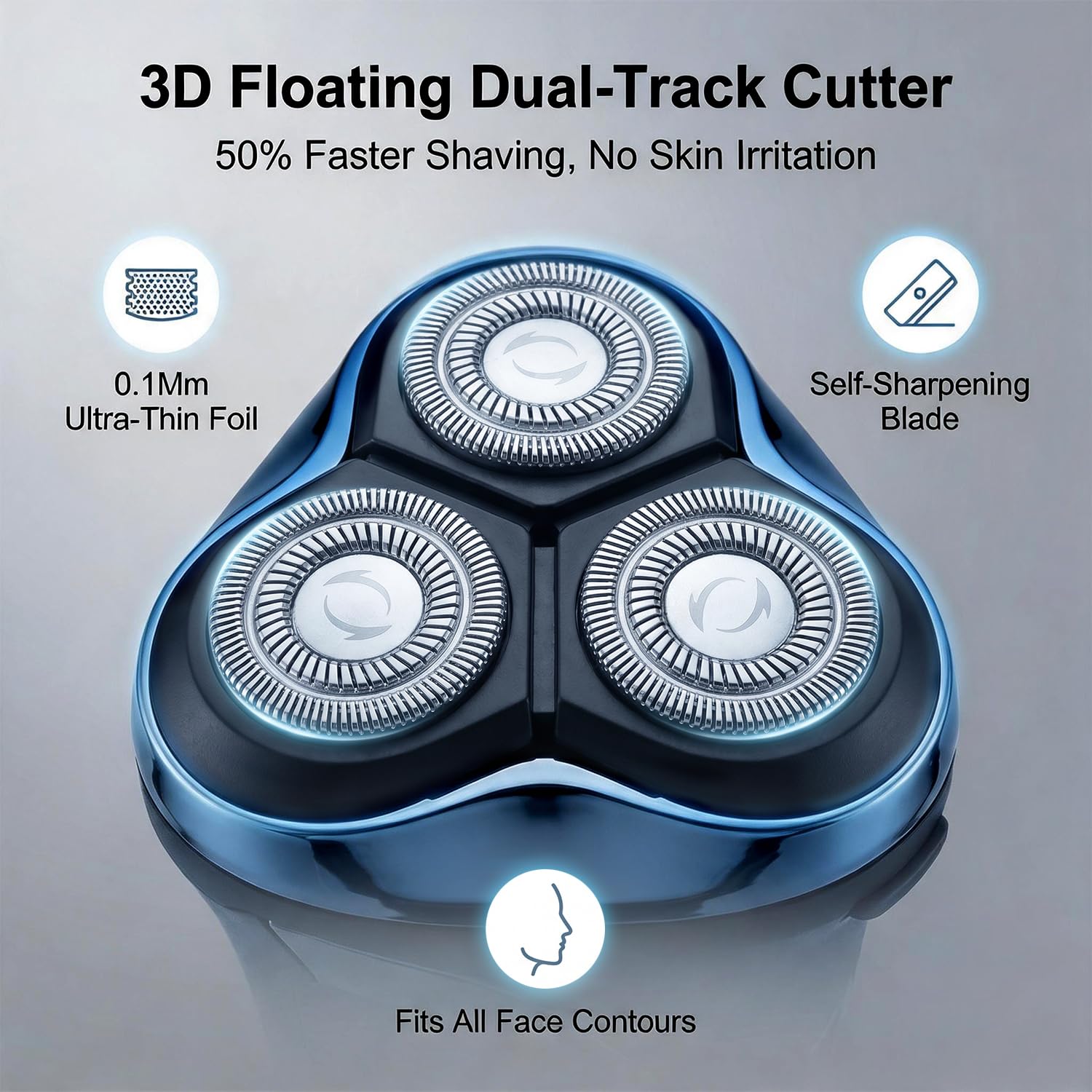 ordele Electric Razor for Men, Wet & Dry USB-C Shaver, Pop-up Trimmer Blue view 3