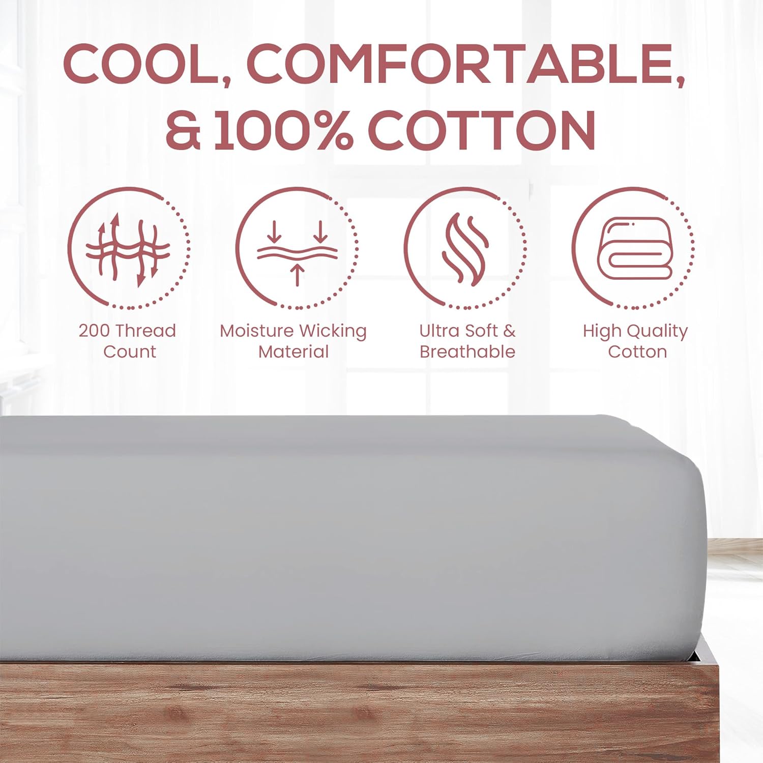 Superity Luxurious Hotel Quality Short Queen Fitted Sheet 100% Cotton Ultra Soft, Skin-Friendly & Hypoallergenic Deep Pocket Fits 12 Mattress Easy Care & Snug Fit (Short Queen Size - 60 X 75)