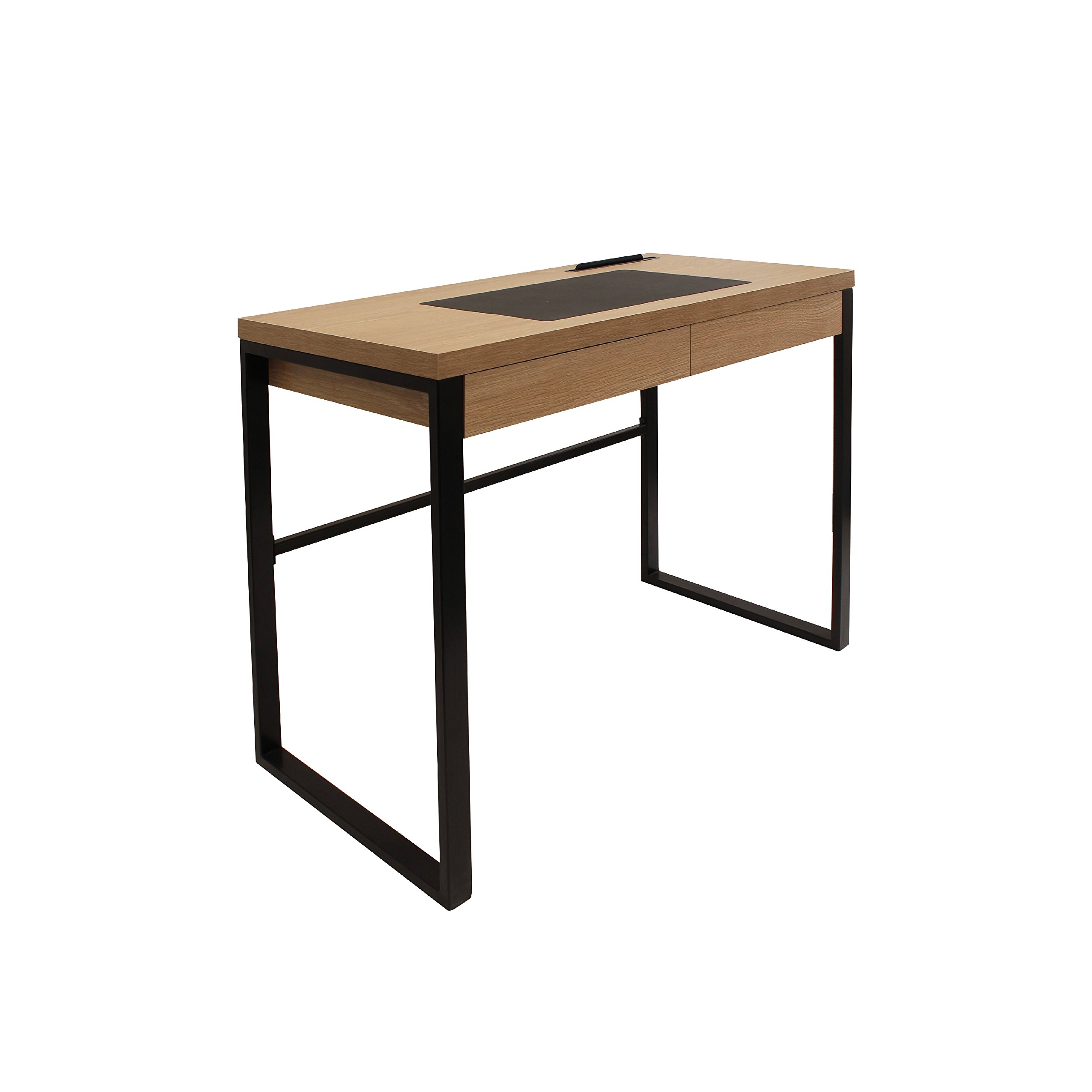 HOME DECO FACTORY Bureau en Bois avec Tiroir Structure Métal Industriel | Bois et métal, bureau, tiroir de rangement, structure métal style industriel, bureau ou chambre, robuste, 110x110x16 cm, bois