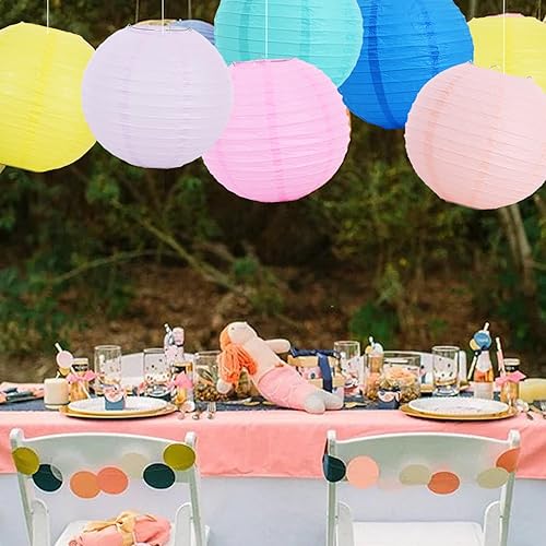 Miniatura 184 de BEISHIDA Faroles de papel redondos amarillos de 12 pulgadas, decorativos, colgantes, asiáticos, chinos, japoneses, lámpara para cumpleaños