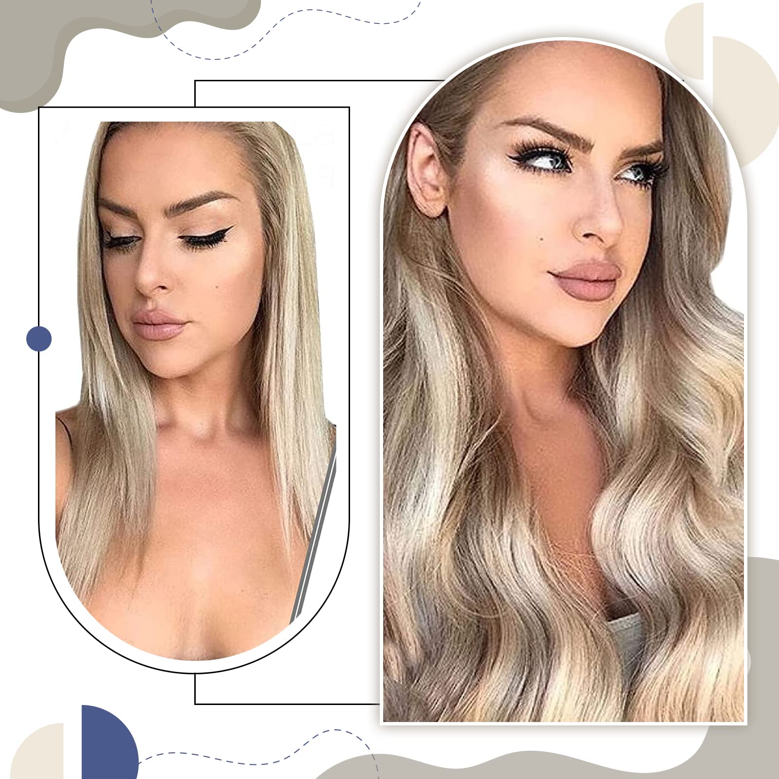 LaaVoo Tape in Hair Extensions Human Hair Balayage Tape Hair Extensions Real Human Hair Invisible Tapes Remy Straight Brown to Light Blonde Hair Double Sided Tabs 20pcs 50g 18 Inch #8/60/8 - Image 3