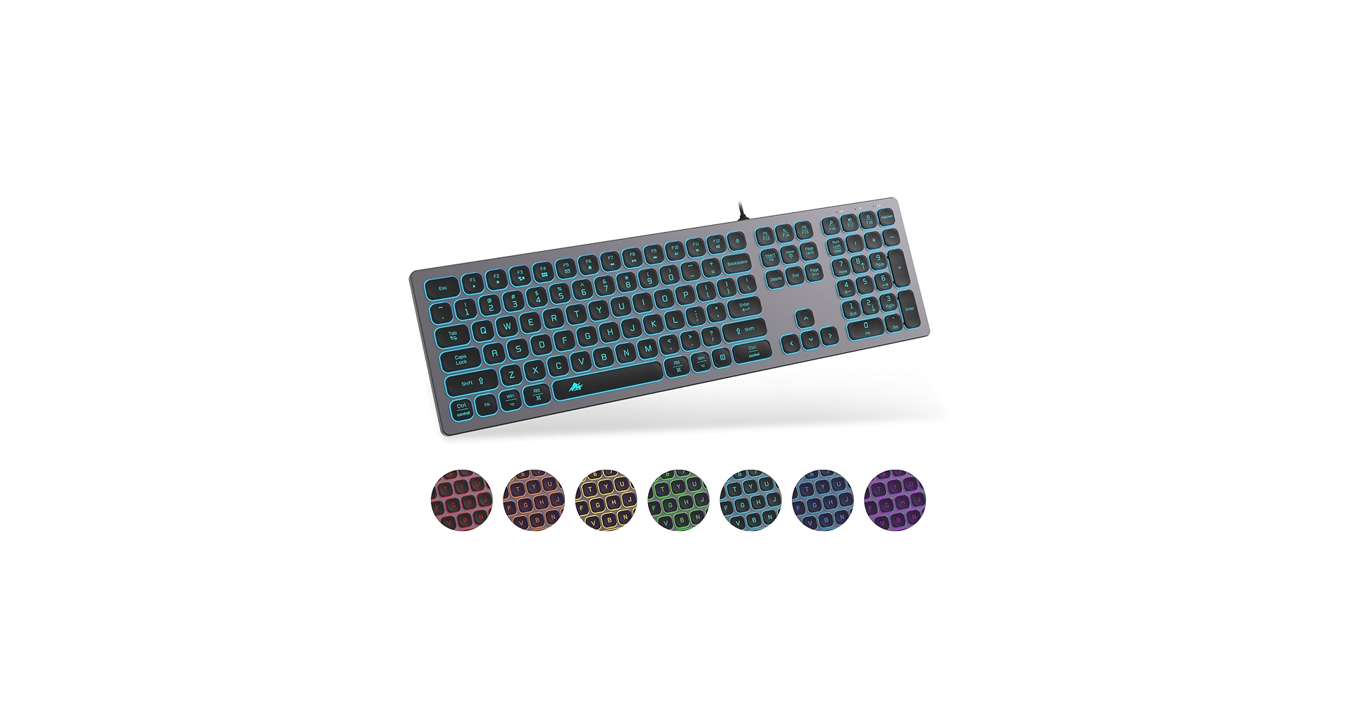 Amazon.com: POWZAN Aluminum Quiet Wired Keyboard Backlit