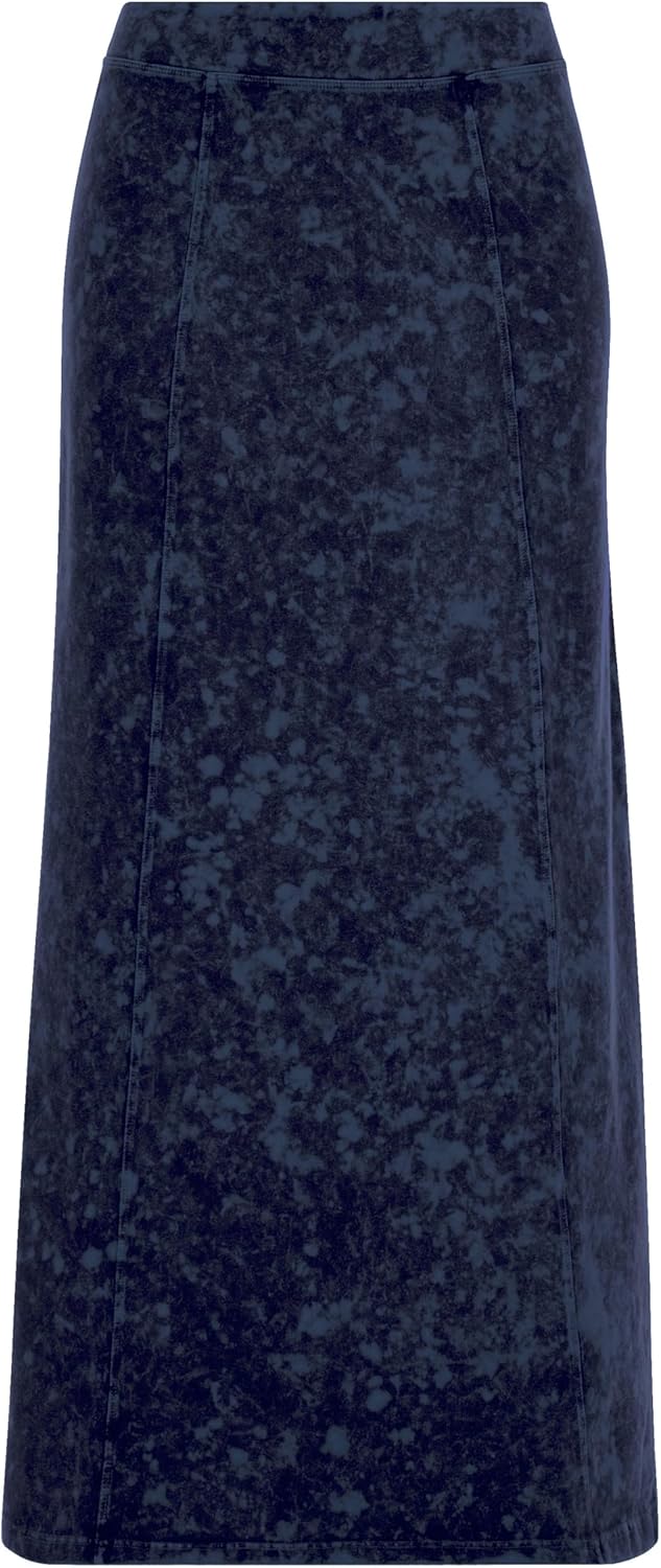 Baby'O Women's Stretch Knit Acid Wash Panel Maxi A-Line Skirt - Image 4