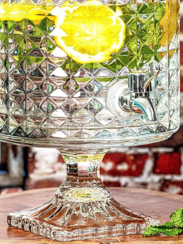 Image of 4.5 Litre Footed Glass Juice Dispenser with Tap | Elite Detox Jar | Mason Jar Beverage Dispenser for Water, Beer, Juice, Liquor | Pack of 1