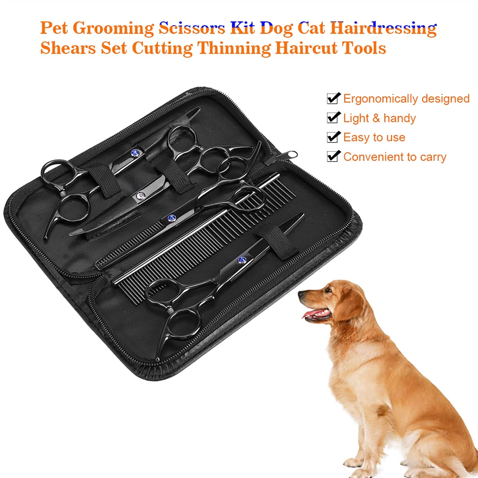 Ciseaux Coiffure/Ciseaux Cheveux 7pcs portatif animal de compagnie ciseaux de ciseaux de ciseaux de coiffure for chat de chien de cisailles de ciseaux de coupe de coupe Ciseaux salon Coiffure