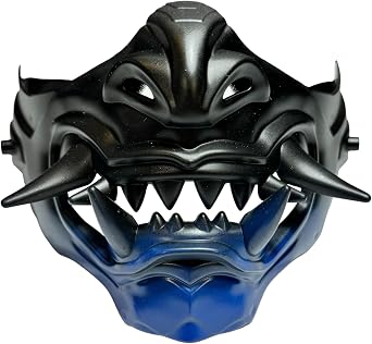 Japanese Monster Hannya Mask Demon Oni Samurai Half Face Shield (Black), One size fit most...