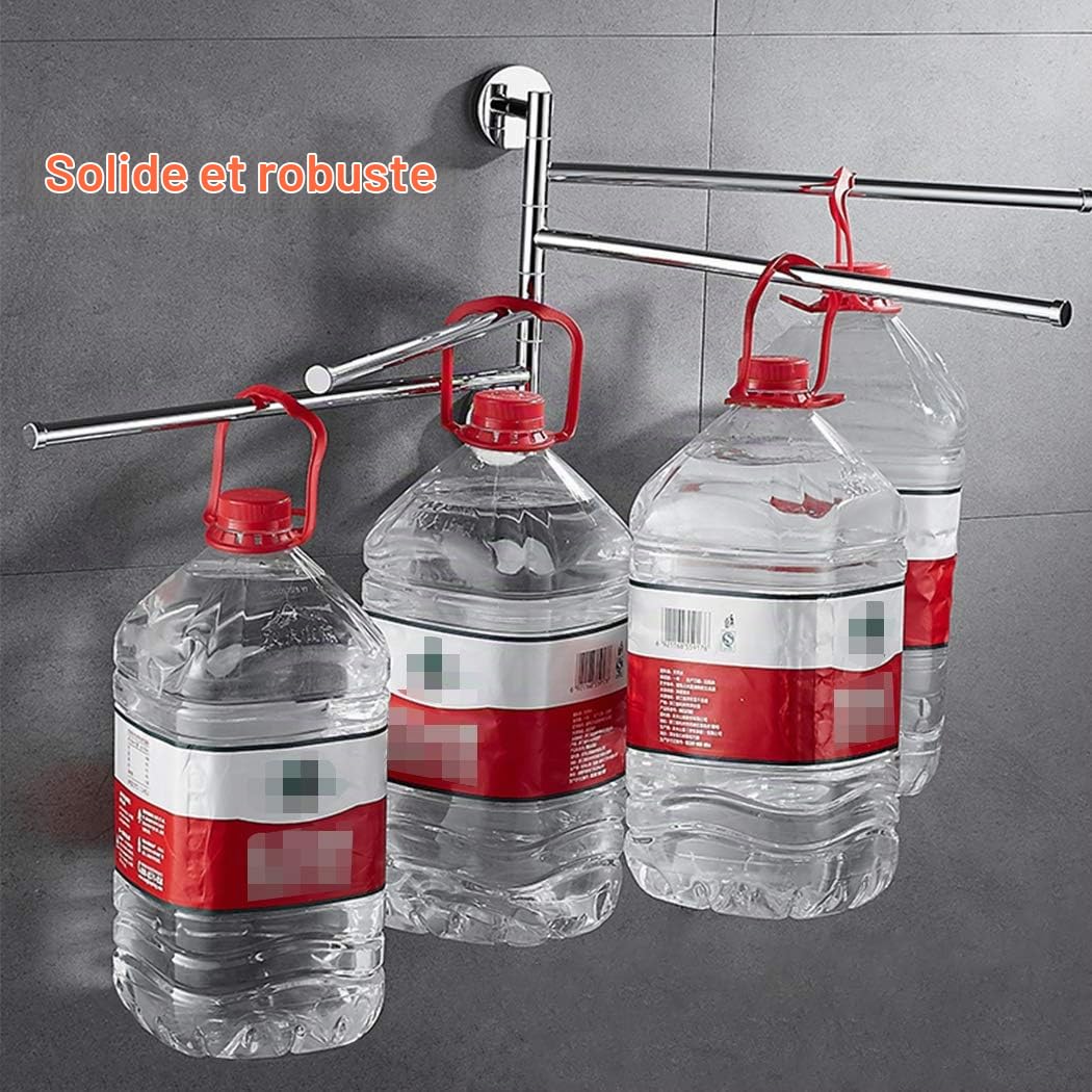 Porte Serviettes Mural 180° Serviette Support Porte-Serviettes Acier Inoxydable Barre à Serviettes Chrome (4-armer)