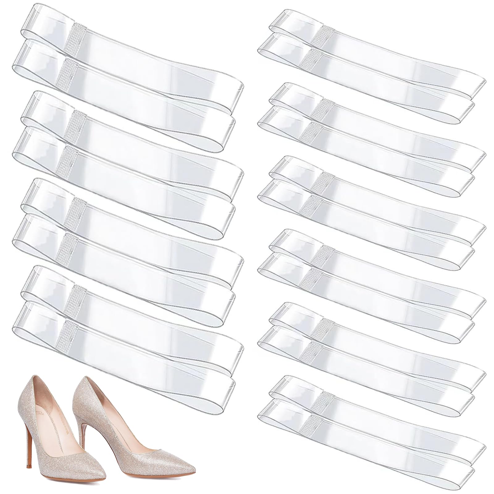10 paires de brides invisibles pour escarpins, Chaussures à Talon Haut Invisibles, Effacer Invisibles Sangles de Chaussures pour l