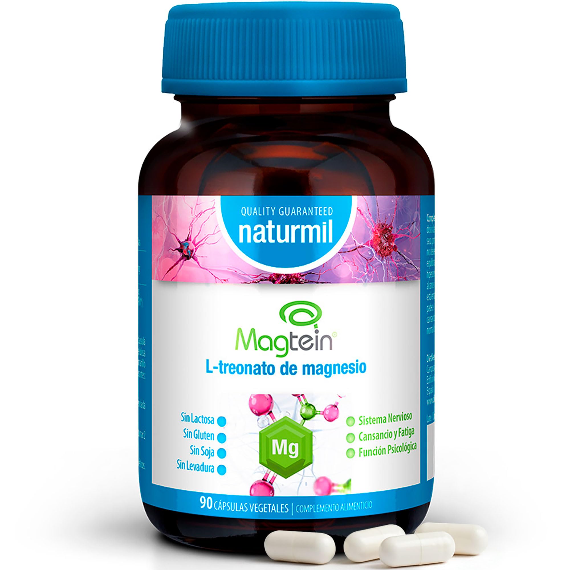 Magtein L-Treonato de Magnesio - Magnesio de Alta Absorción para Sistema Nervioso y Función Psicológica - Ayuda a Reducir Cansancio y Fatiga - 90 Cápsulas Vegetales - Dietmed
