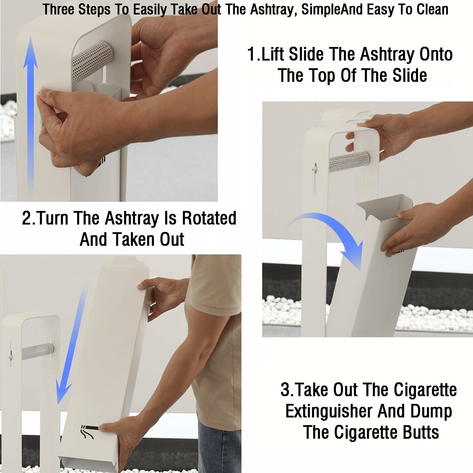 Pedículo vertical para cigarrillos con columna de cenizas y malla extintora de hollín, capacidad para 200-300 colillas