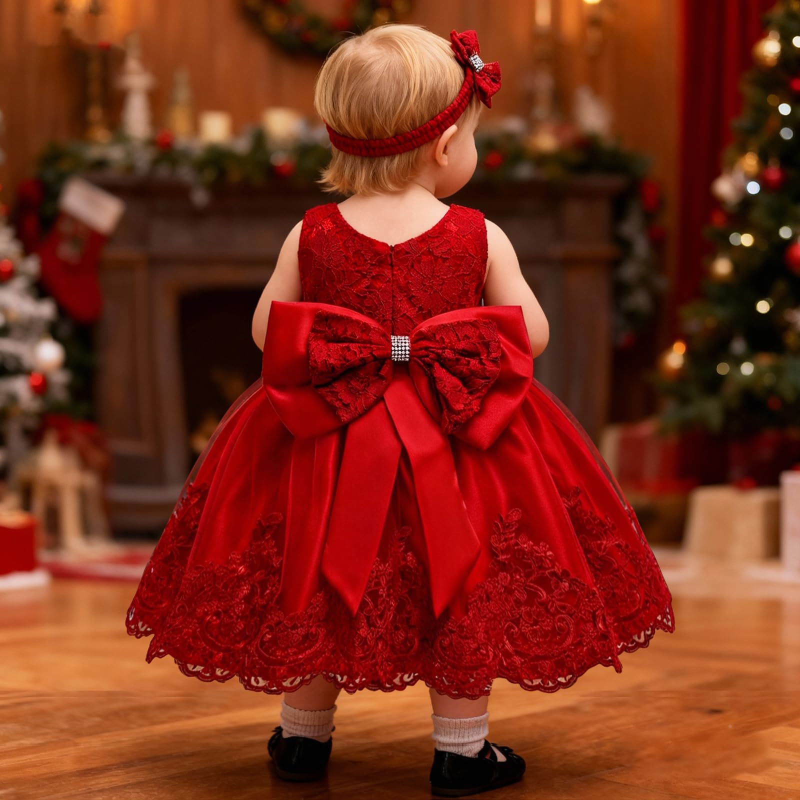 LZH bébé Filles Robe en Dentelle Bowknot Robes de Fleurs Mariage Pageant baptême baptême Robe Tutu
