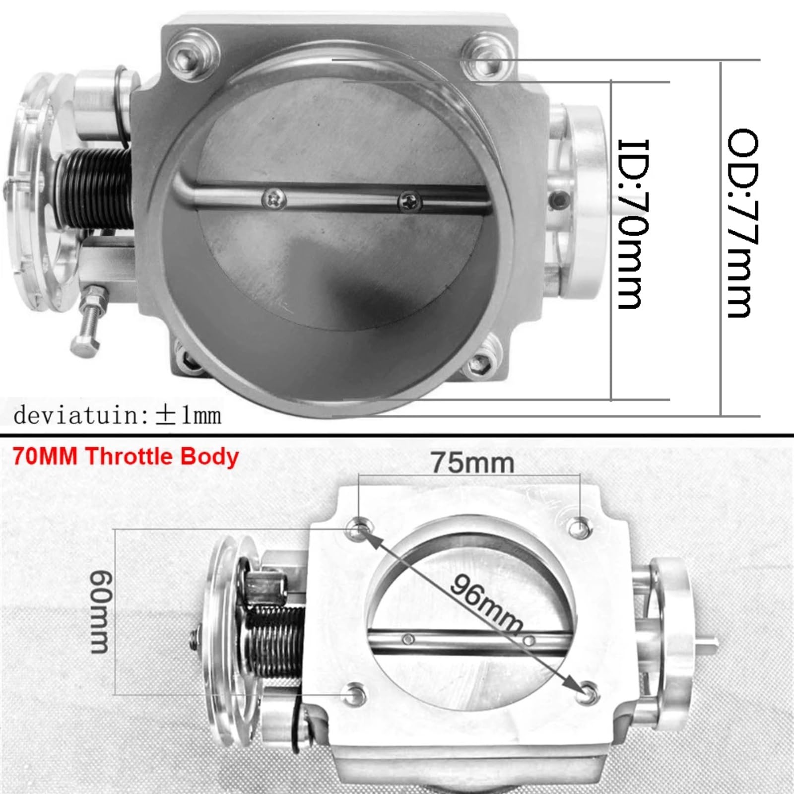 Corps Papillon Corps Papillon Universel 65 Mm 70 Mm 80 Mm 90 Mm Collecteur D'admission En Aluminium Billette Haut Débit Papillon De Distribution(90MM SILVER)