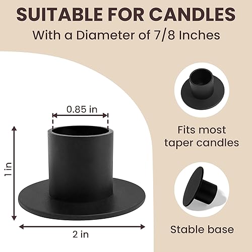 Miniatura 2 de Portavelas cónico de hierro redondo, juego de 4 portavelas de metal negro para decoración del hogar, boda, inauguración de la casa, cumpleaños,