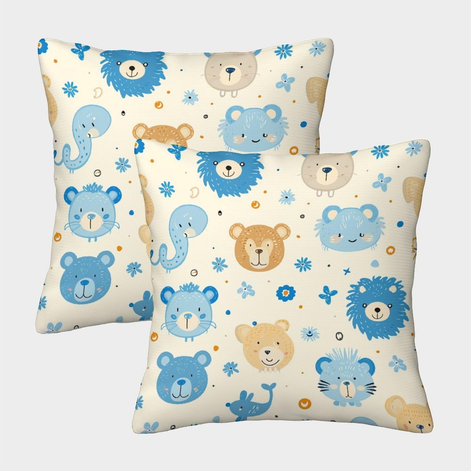 kaiyun 2 Pack Digital Printing 3D Baby Bear Theme Square Cushion Cover 50x50cm Suitable for Outdoor Home Bed Decoration Cartoon Pattern