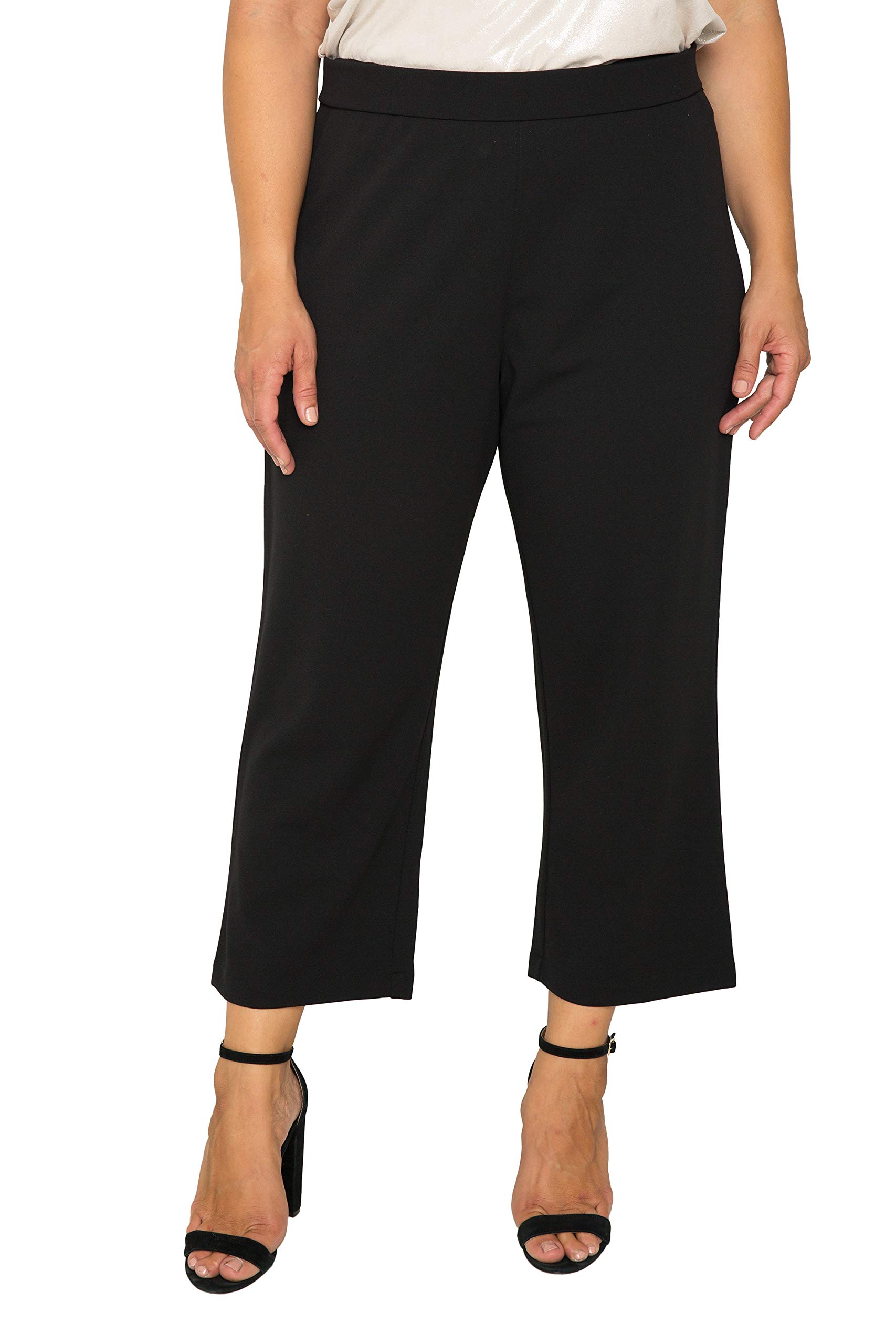 Standards Practices Plus Size Womens Black High Waist Stretch Crepe 23 Crop Pants