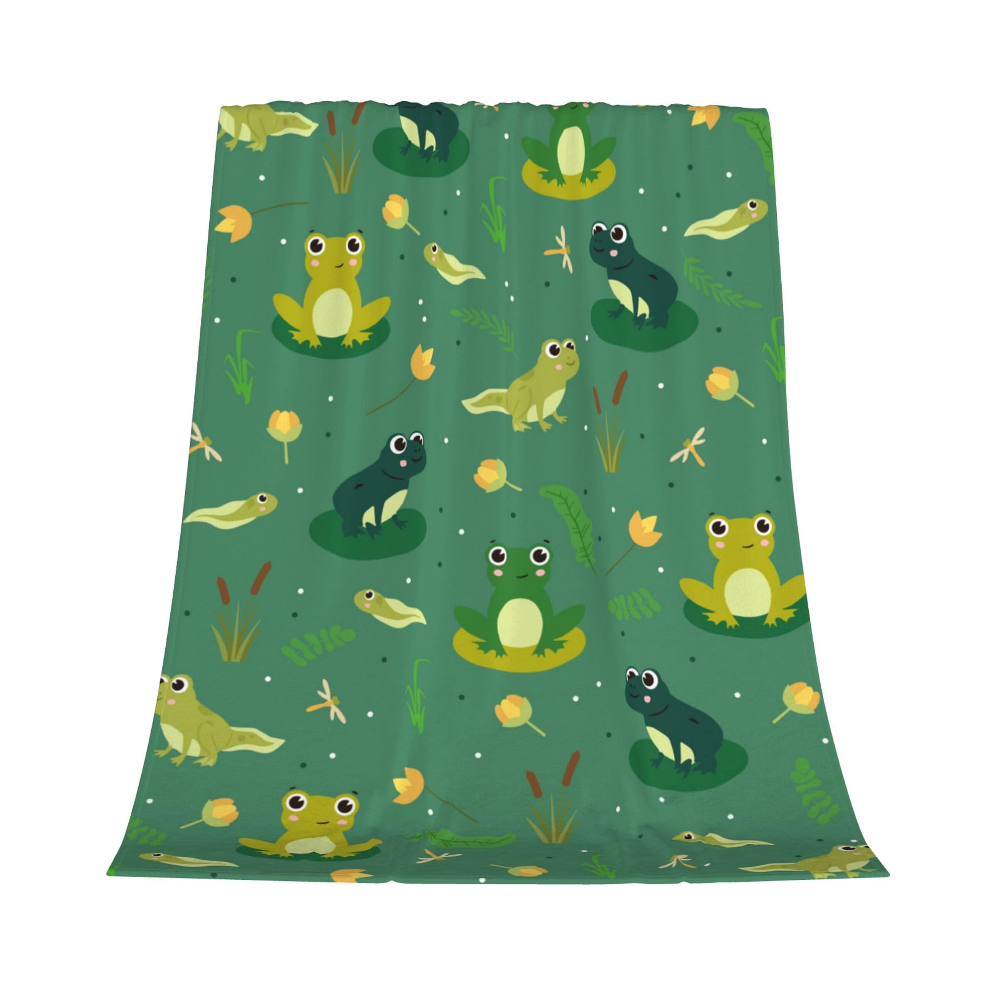 Gelasgo Frog Throw Blanket Ultra Soft Flannel Blanket, Cozy Warm Lightweight Gift for Adults Kids, Machine Washable Couch Bed Blankets 100x130cm — image 1
