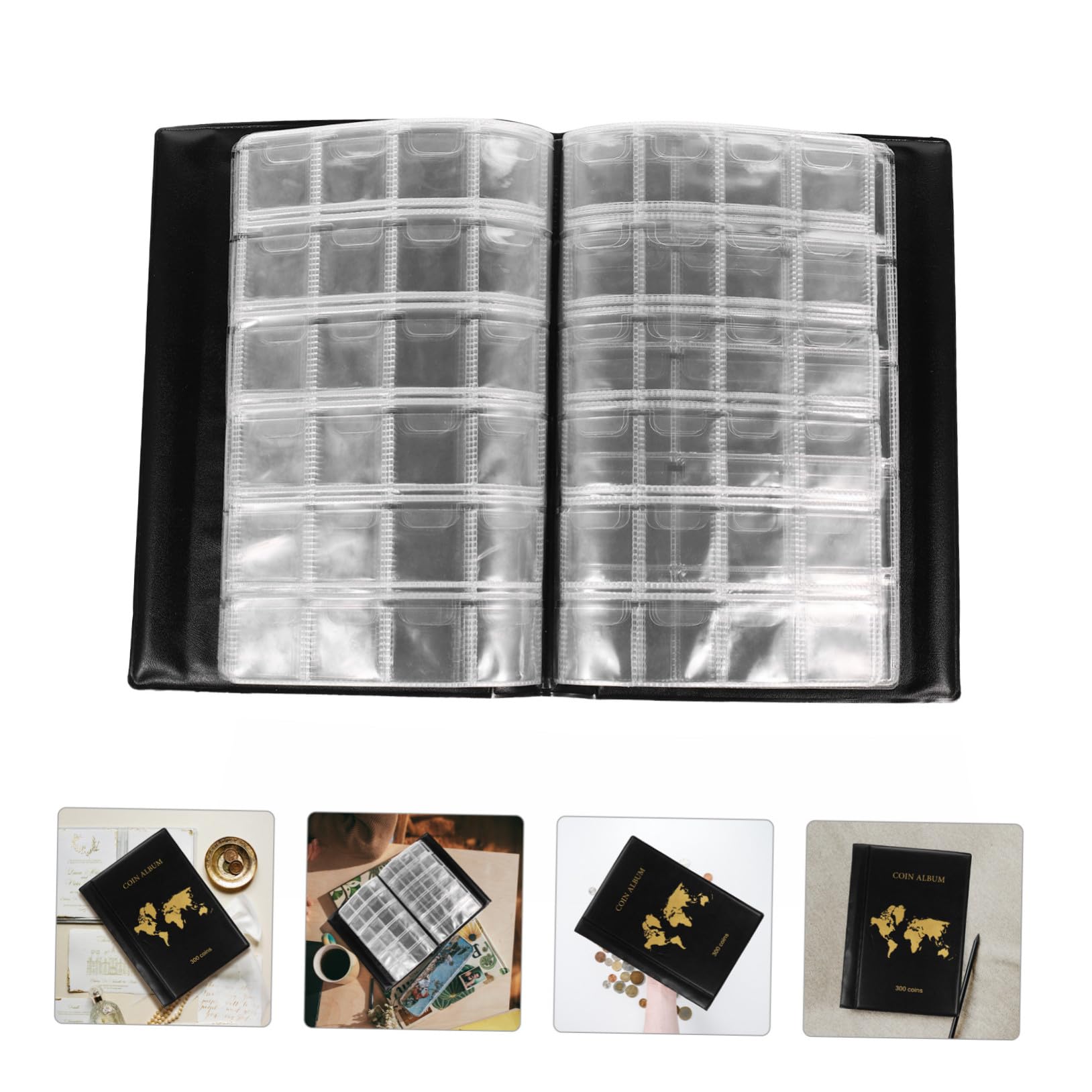 iplusmile Álbum de Monedas con Transparentes para Coleccionistas Gran Capacidad Funda para Monedas Antiguas Organizador Elegante