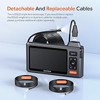 Vista 13 de Cámara endoscopio de triple lente con luz con cable semirrígido de 50 pies, cámara de inspección de alcantarillado DEPSTECH con pantalla IPS de 5