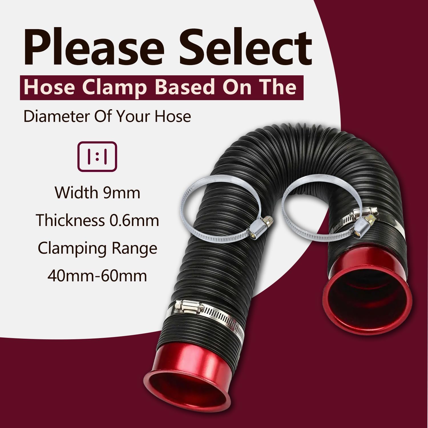 Steel Hose Clamp Hoops - 40-60mm Adjustable -4 Steel Hose Clamp Hoops - 40-60mm Adjustable -4