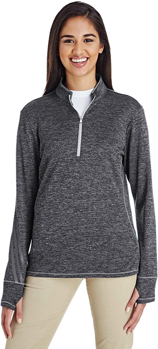 adidas - Women's Brushed Terry Heathered Quarter-Zip Pullover - A285