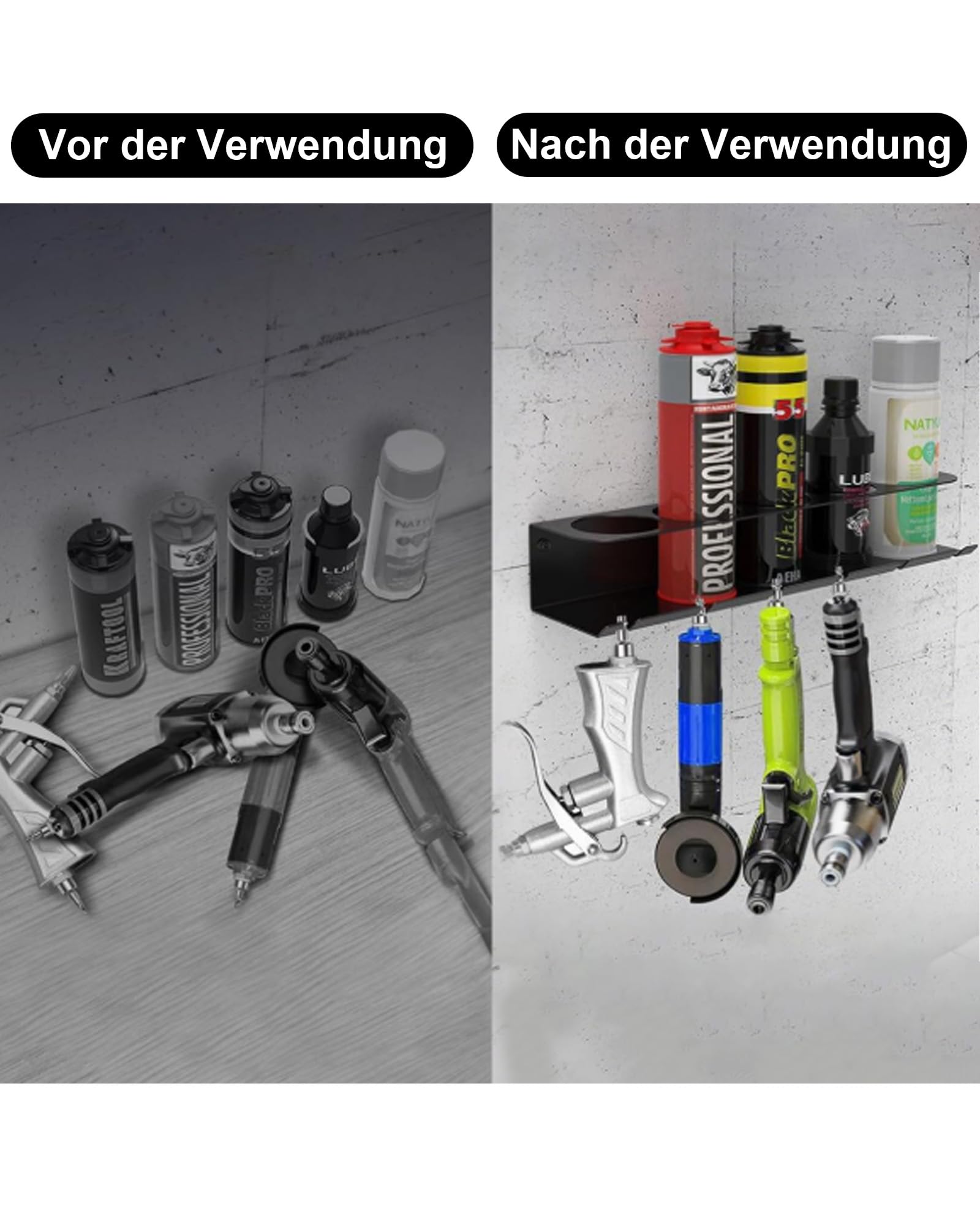 2 Stück Dosenhalter für Sprühflaschen: Spraydosenhalter mit 5 Löchern und 6 Dosenhalter Schlitzen Wandhalterung aus Metall mit Schrauben und Dübeln für Werkstatt Garage