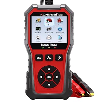 KONNWEI KW331 Car Battery Tester 6V/12V/24V with Cloud Printing 10-2000CCA Lead-Acid, AGM, Lithium Battery Tester Automotive Alternator Tester Cranking Charging System for Vehicles Truck, RV, Boat