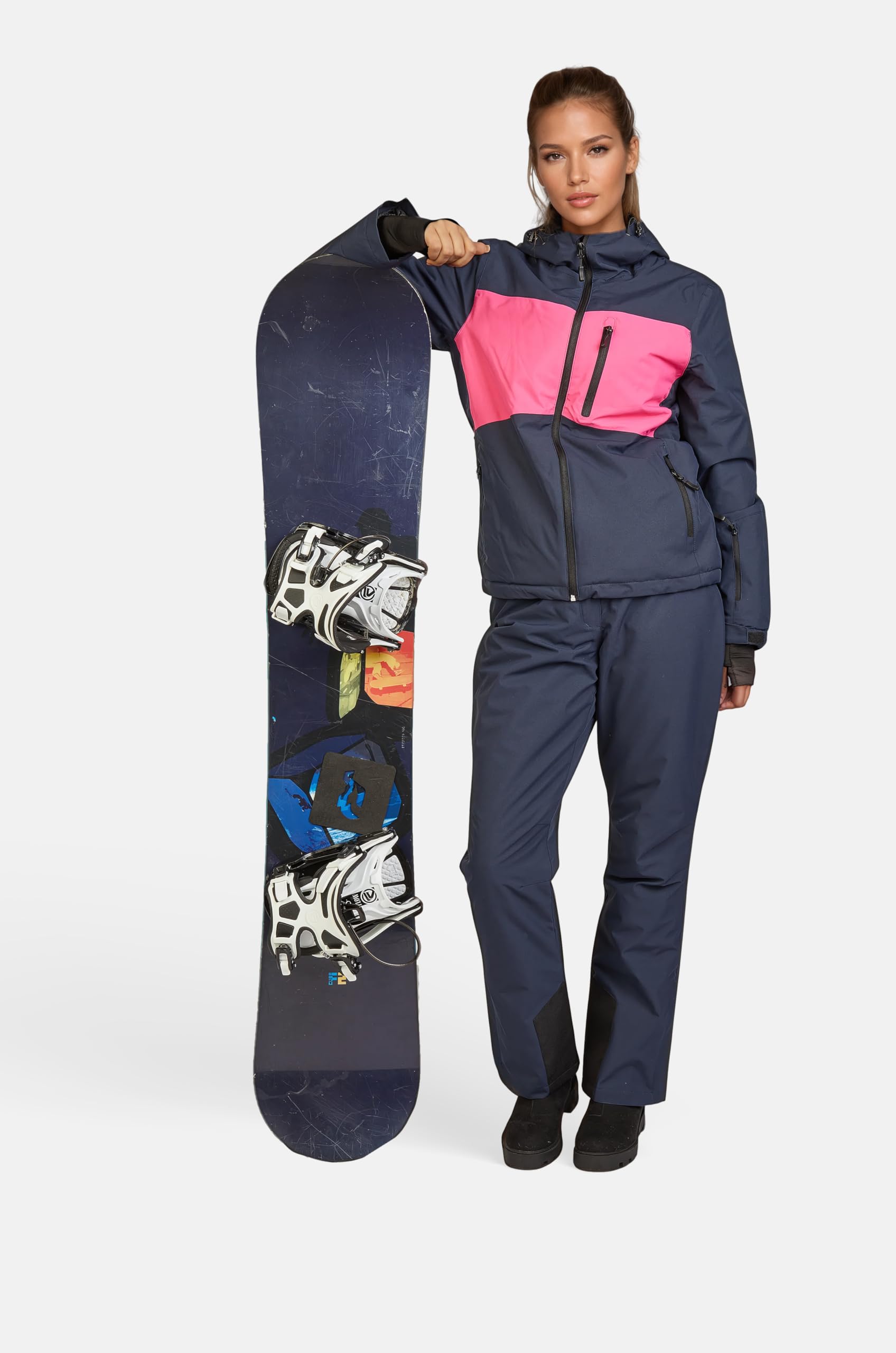 Weichers Skianzug Gr.M-XXL Damen Skijacke Skihose Schneeanzug Pants mit Kapuze Winddicht Wasserdicht Skifahren Schnee