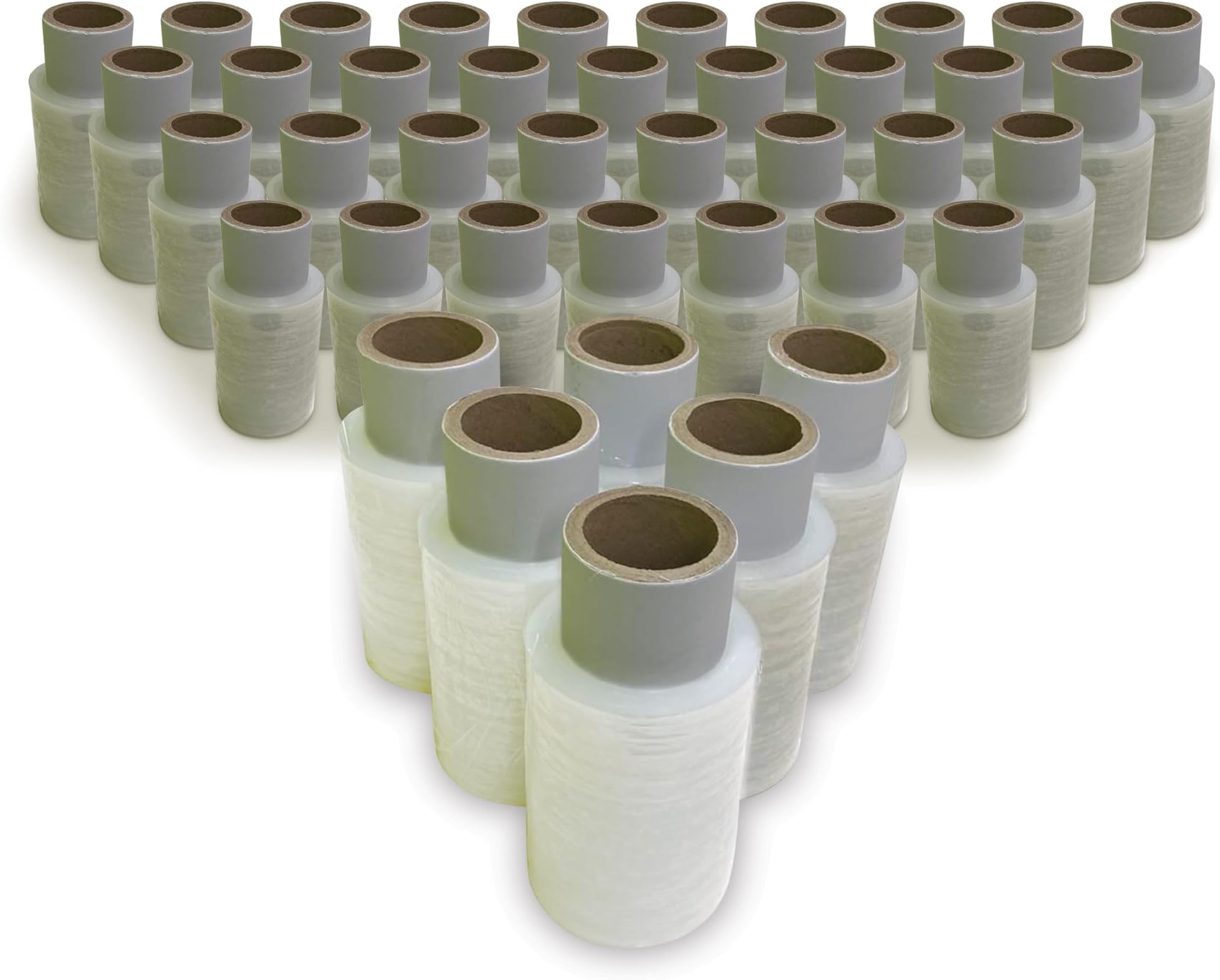 JeeJaan® 40 Rolls Clear Mini Handy Shrink Wrap 100mm x 150m 17mu - Self-Adhering Pallet Stretch Wrapper - Heavy Duty Plastic Wrap for Moving House Furniture Wrapping Film