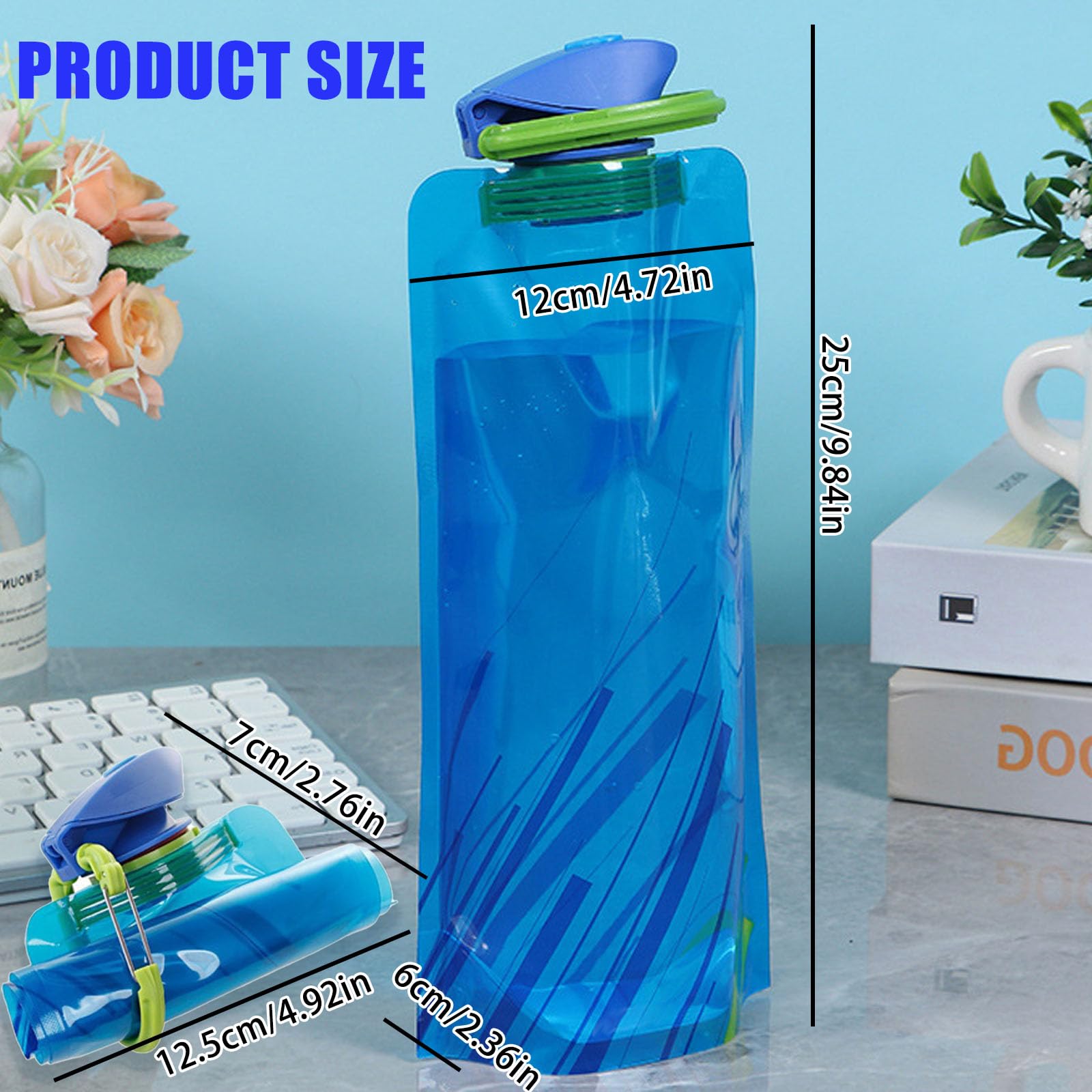 WEDAMOO Borracce Pieghevoli 700 Ml – 4 Pezzi, In Plastica Atossica, Con Clip, Per Escursionismo E Viaggi - 3