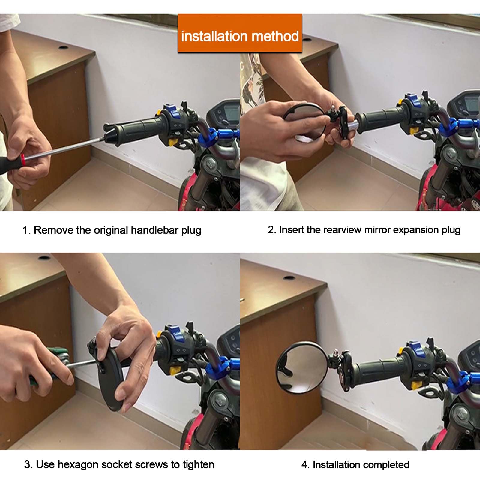 Specchietti Retrovisori Moto SoundZero - 2 Pezzi, Pieghevoli, Alluminio, Per Manubrio 7/8'' | Visione 360° - Foto 7